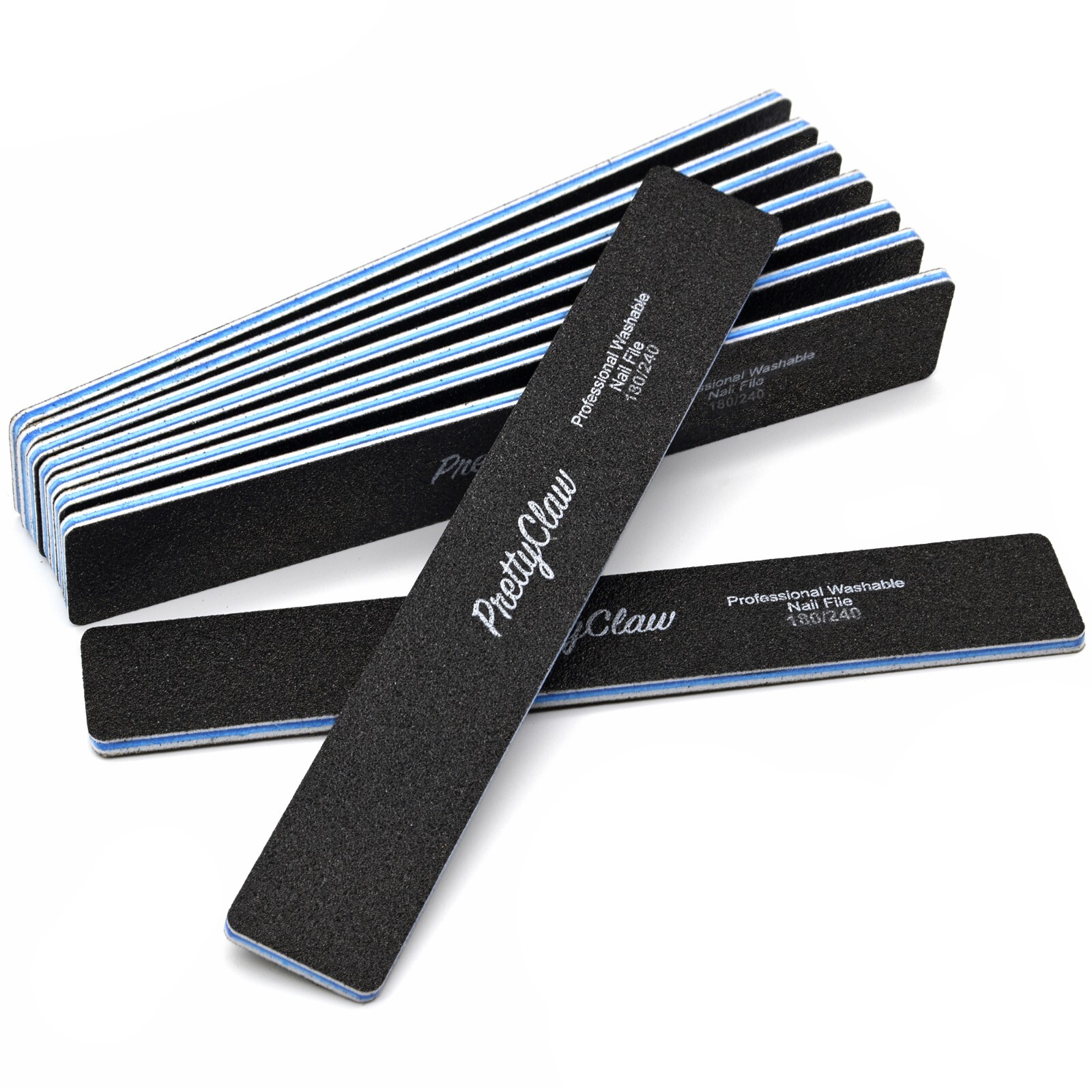 10pc Professional Nail Files Acrylic File Rectangle Black Jumbo File 180/240