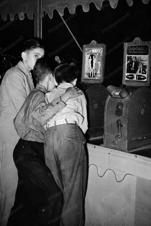 Louisiana Boys Watch Penny Peep Movies 8" - 10" B&W Photo Reprint