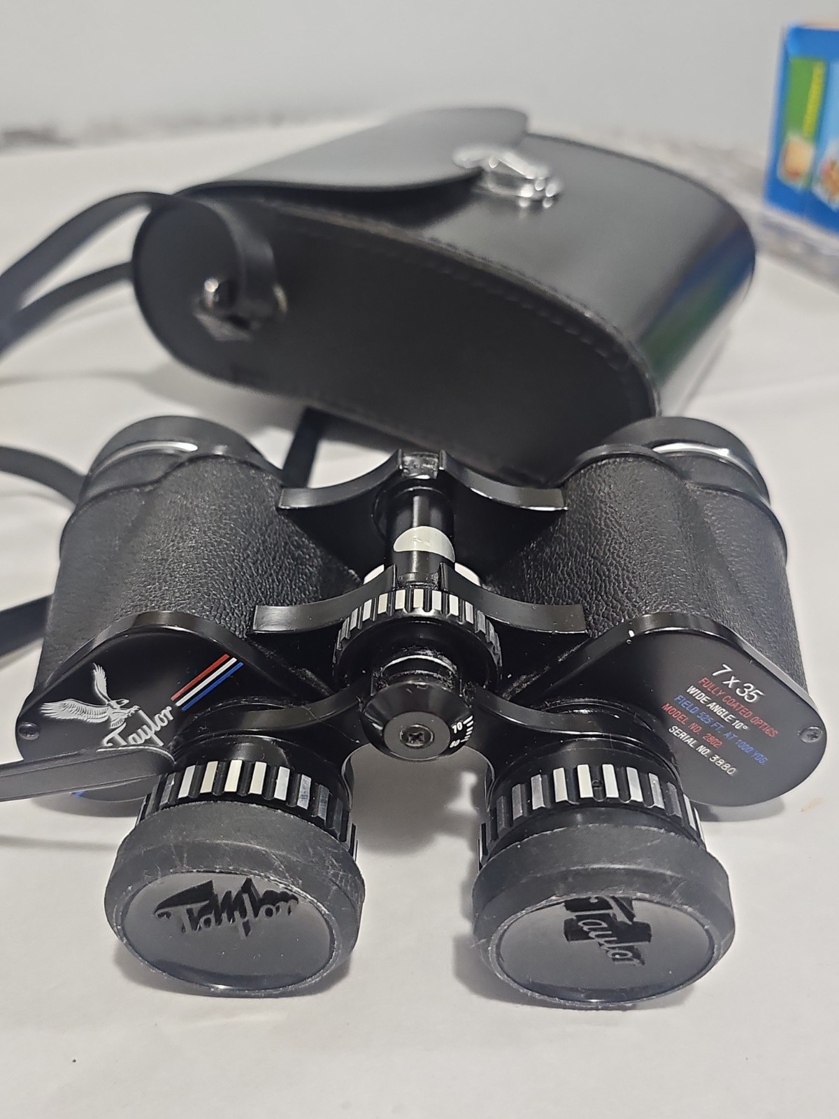Vintage TAYLOR Binoculars 7x35 Model 2802 Fully Coated Optics Original Case