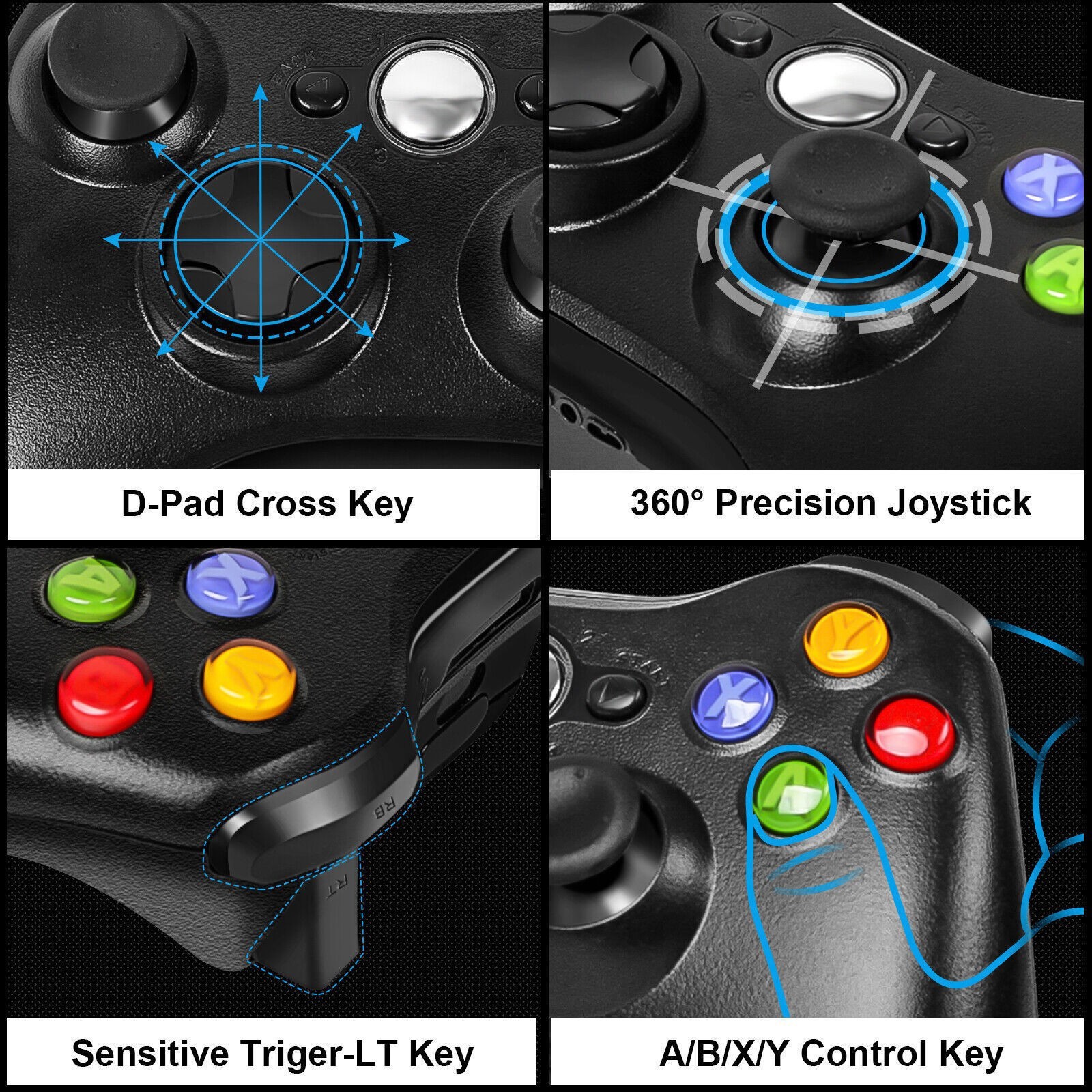 Wireless Controller For Microsoft Xbox 360 & 360 Slim Windows System PC Laptop