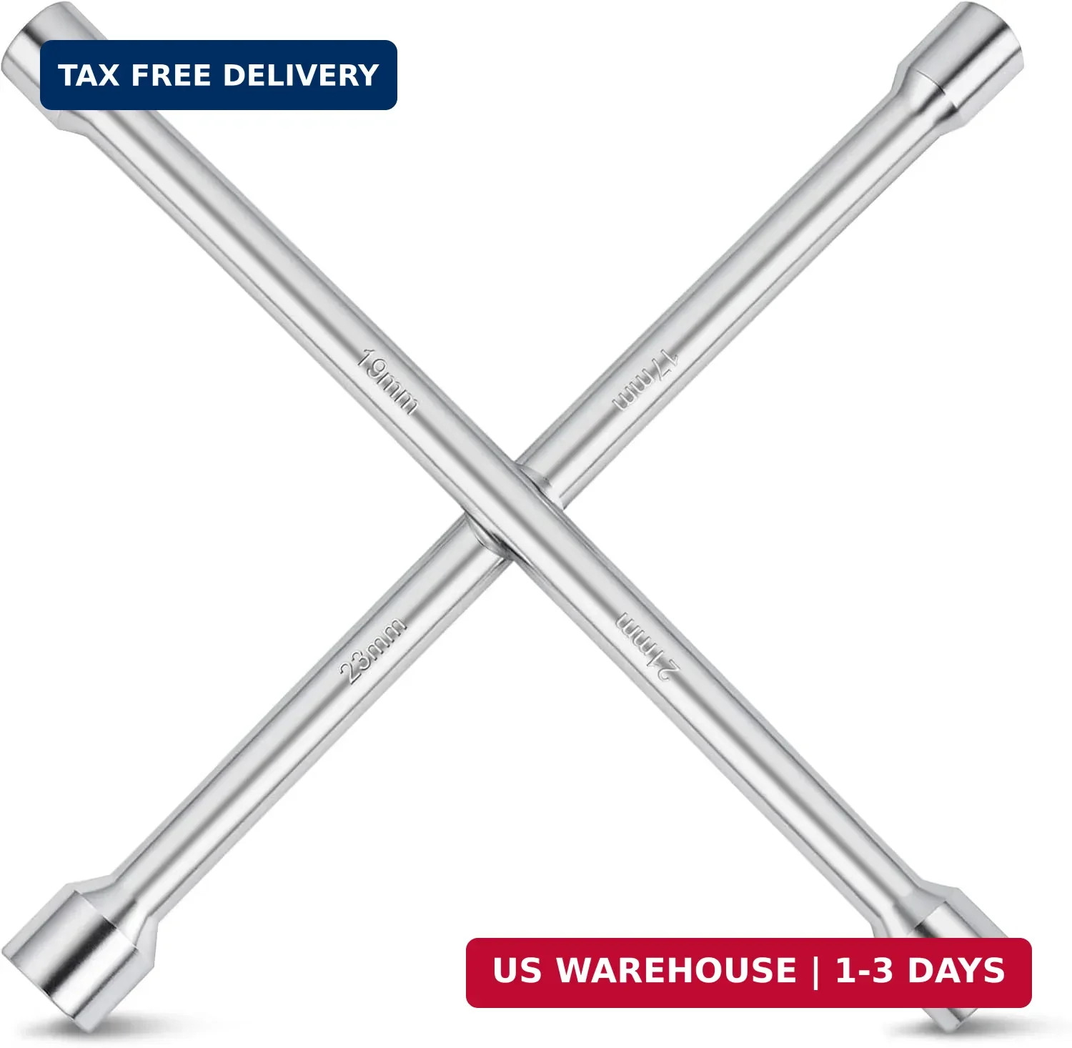 Heavy Duty 4 Way Lug Wrench, Professional 14 Inch Cross Tire Iron Wrench, Univer