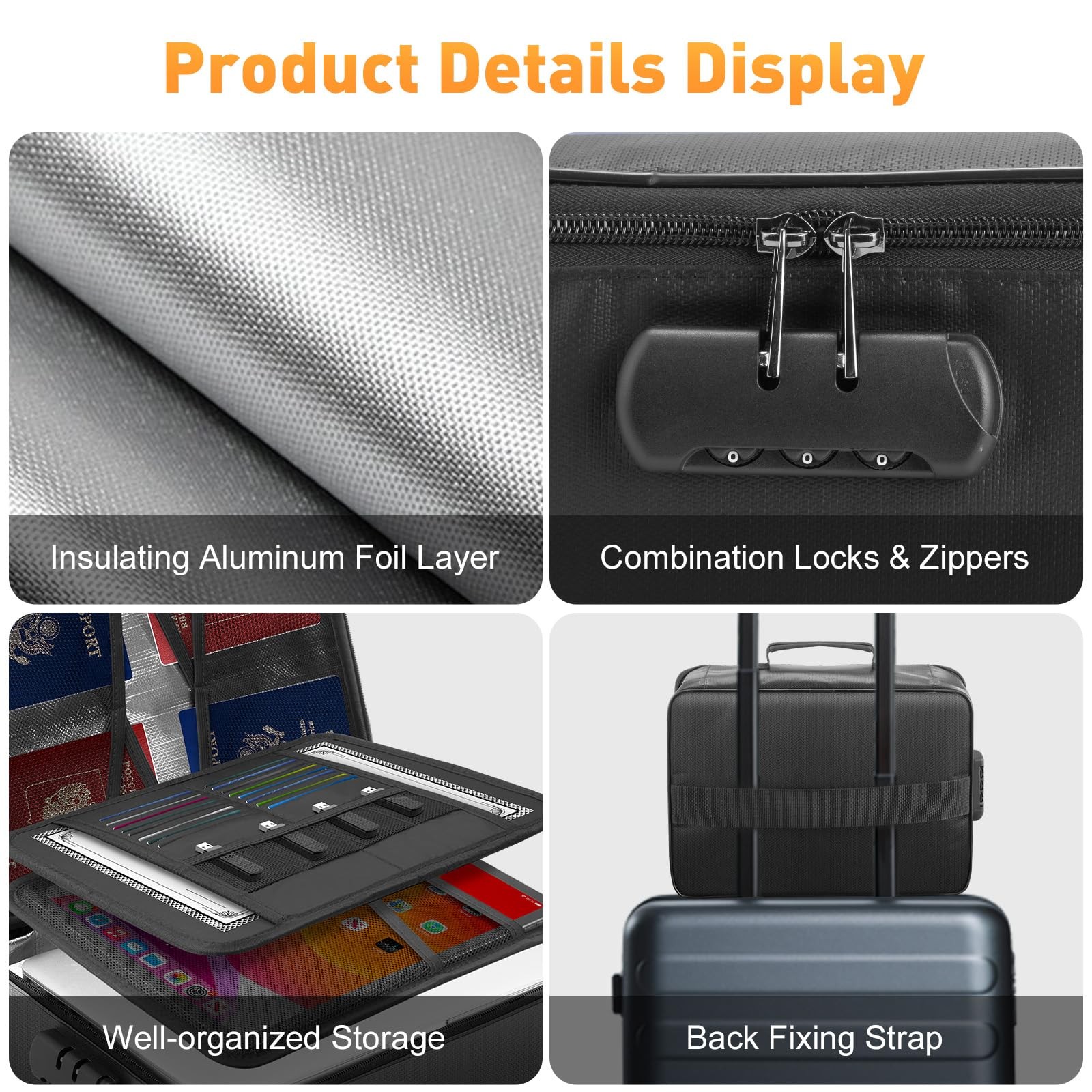 Fireproof Document Box with Lock - 8-Layer Structure, Waterproof - Secure