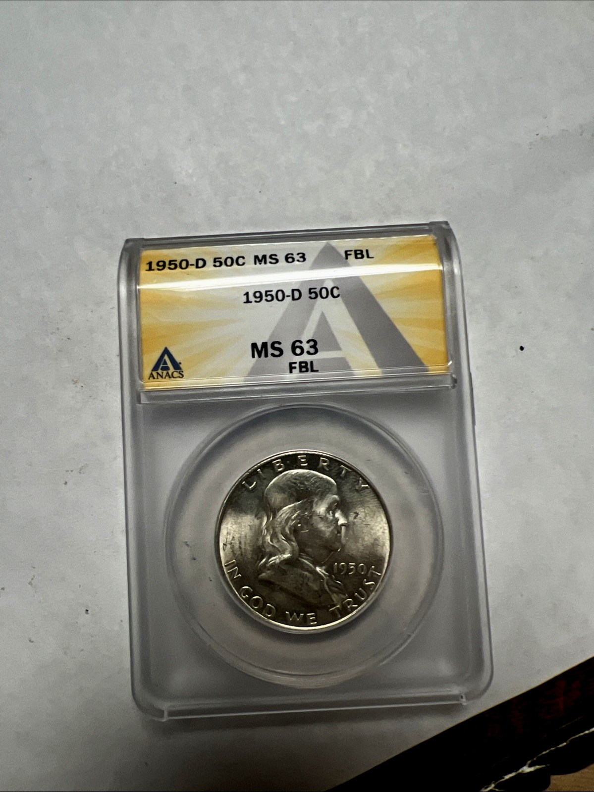 1950-D 50c Franklin Half-dollar MS 63 FBL ANACS - ready to ship