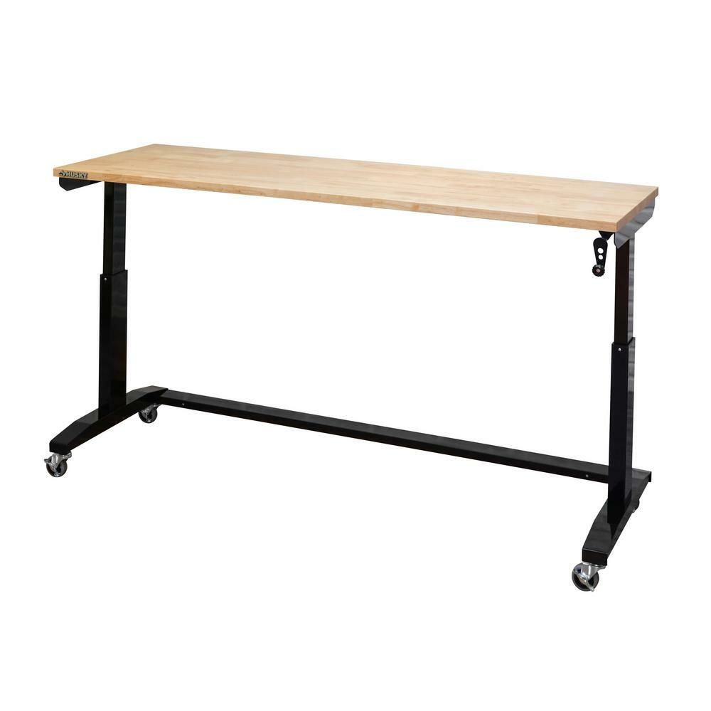 Work Table Black 72 in. Adjustable Height Steel Industrial