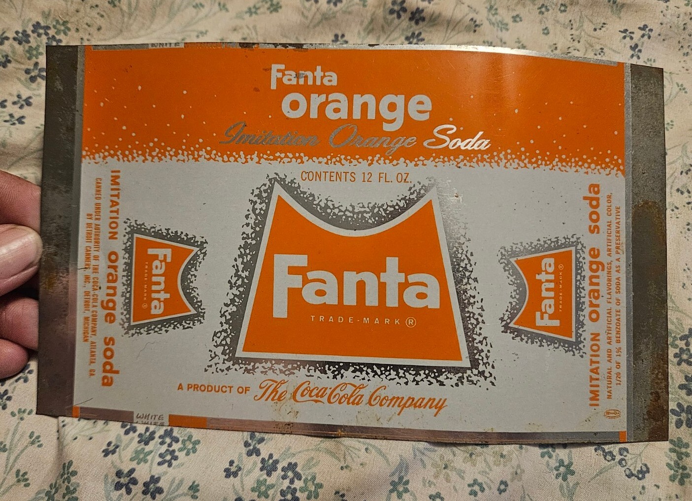 Extremely Rare Early 1960’s Fanta Orange Soda Flat Top Can Unrolled Unused Sign