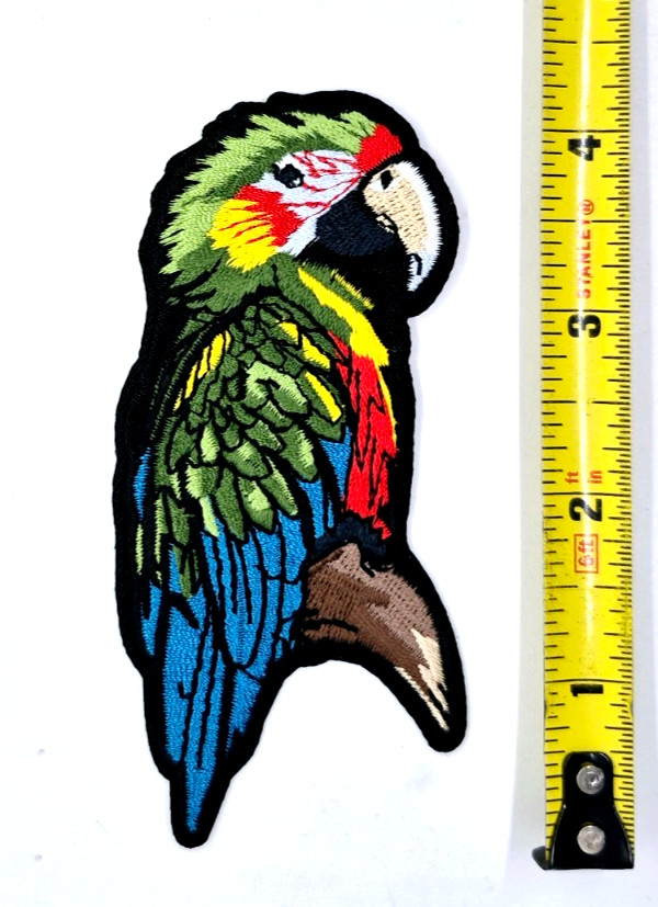 Colorful Parrot Iron Embroidered Patch 2" X 4 1/2"