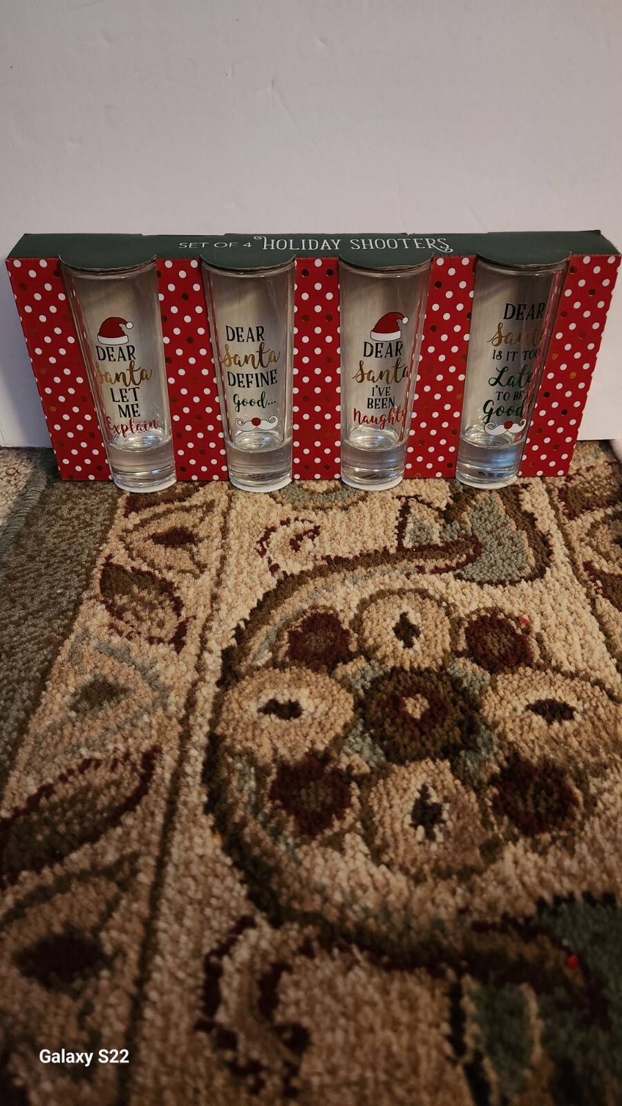 Set Of 4 Brand New Holiday Tall Shooter Glasses!