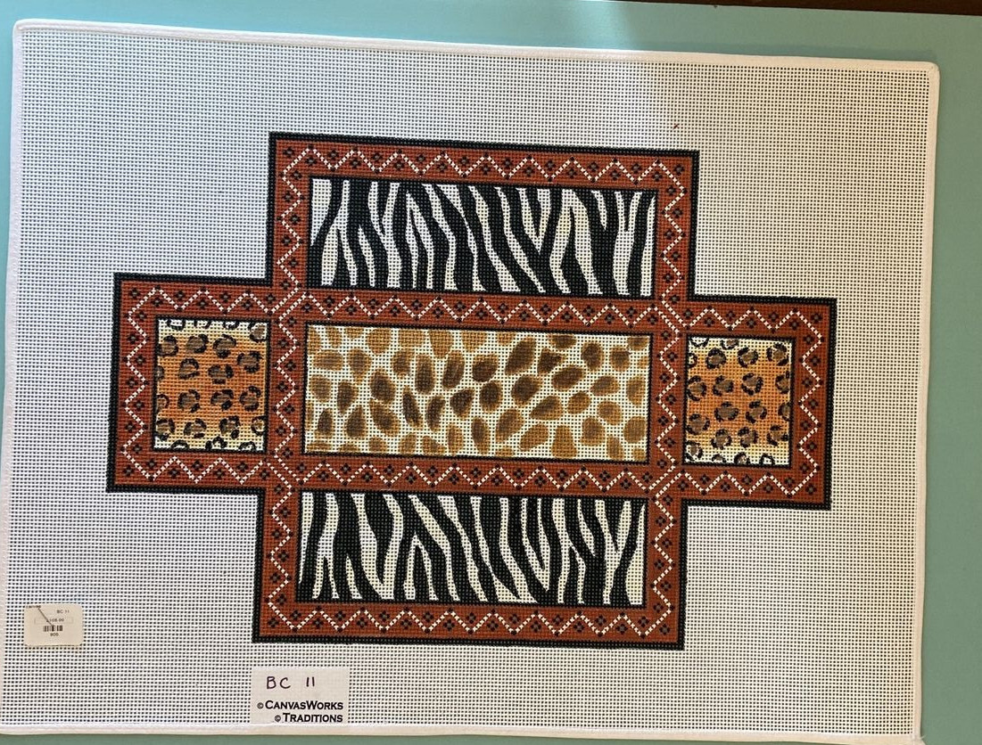 Giraffe, Leopard, zebra Prints, Brick, Door Stop Cover, Needlepoint Canvas, NEW