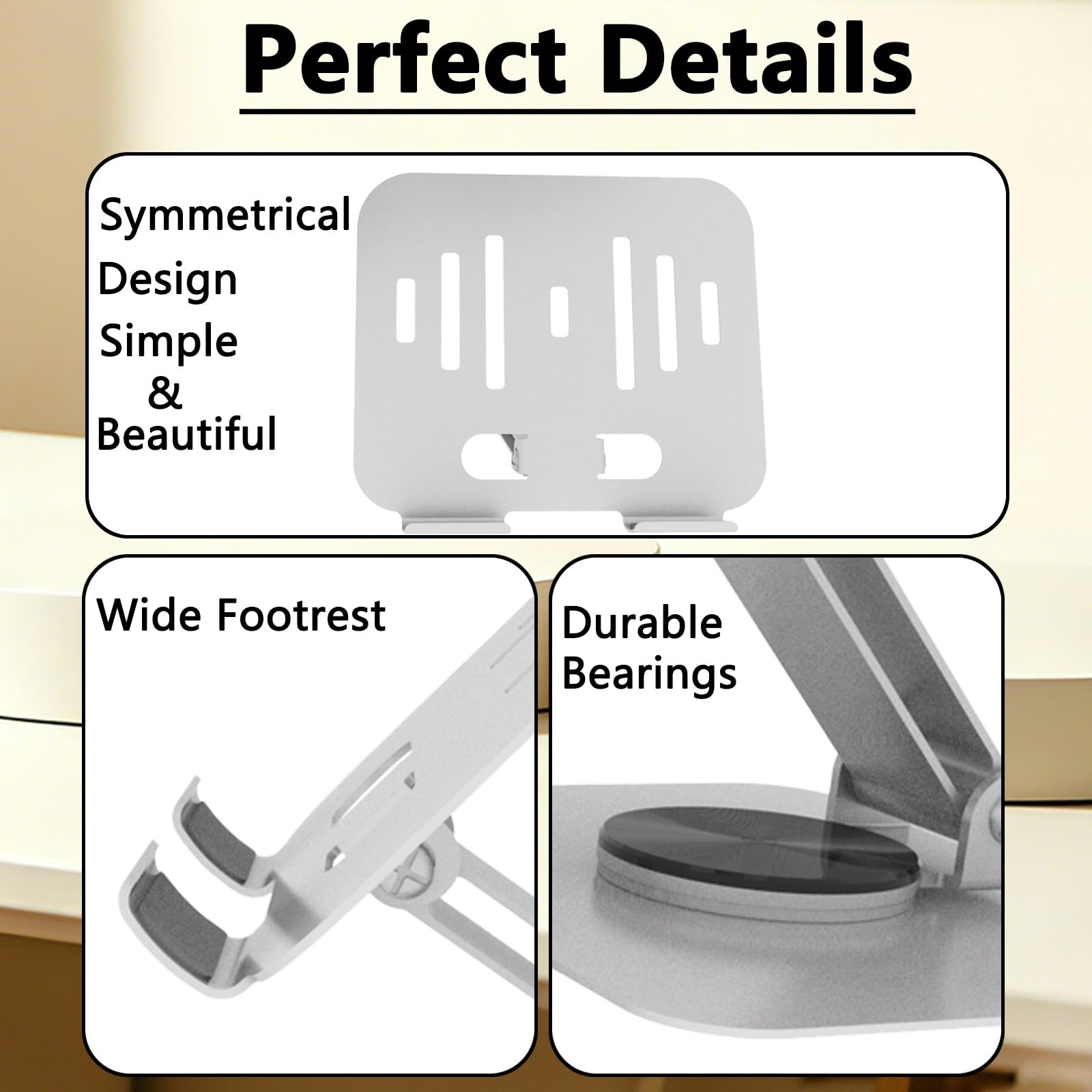 TAPMEI Larger Tablet Stand for iPad, 360° Rotation Adjustable silvery