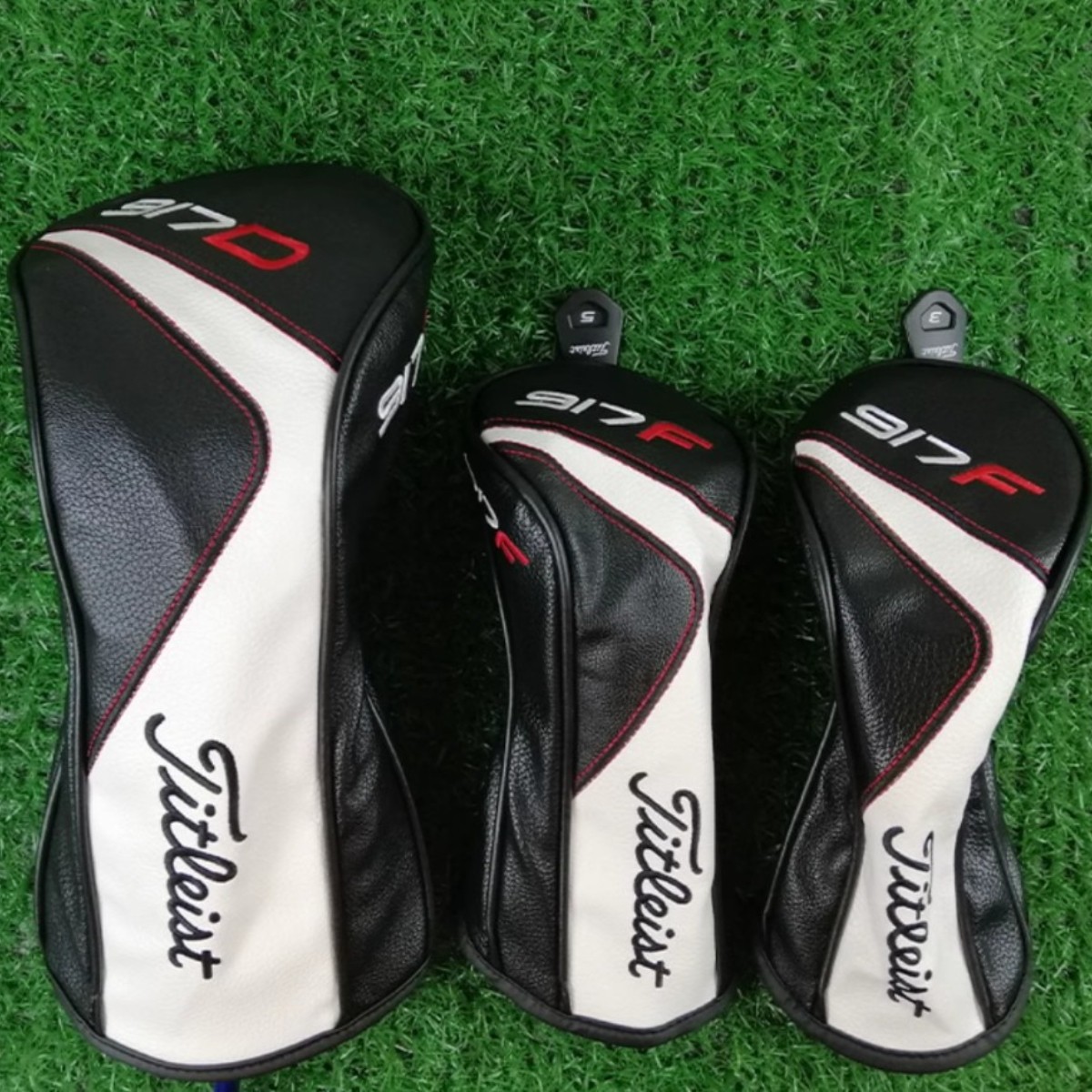 Golf 917 Club Cover No.1 Wooden Track Wooden Black and White Protective Cover