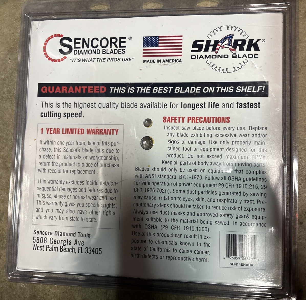 SENCORE 14" SHARK DIAMOND BLADE SEN14SHARK NEW