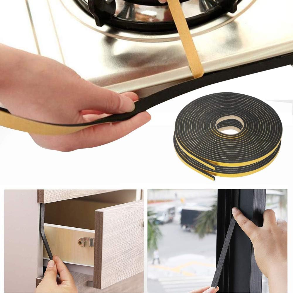 Weather Stripping Door Seal, 2 Rolls 1/4In Wide X 1/8 Thick Seal Strip,Closed