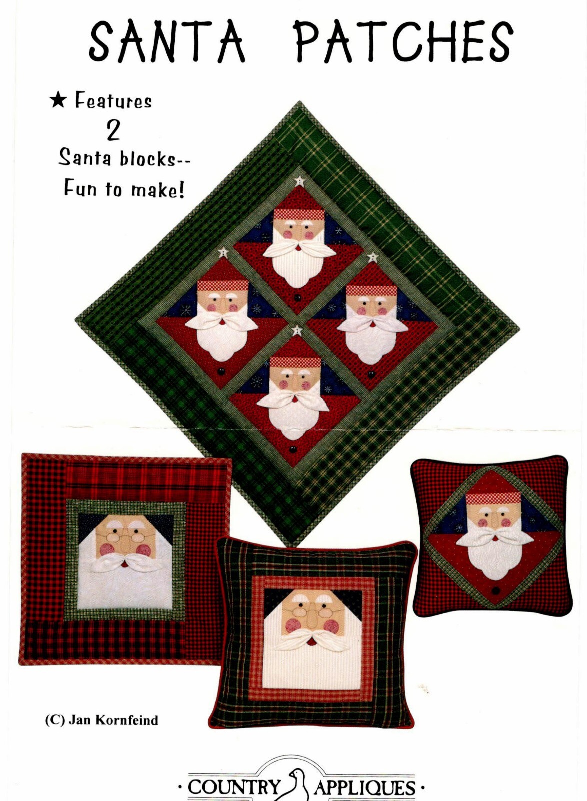 Santa Patches Wall Quilt & Pillow Pattern by Country Appliques CA110
