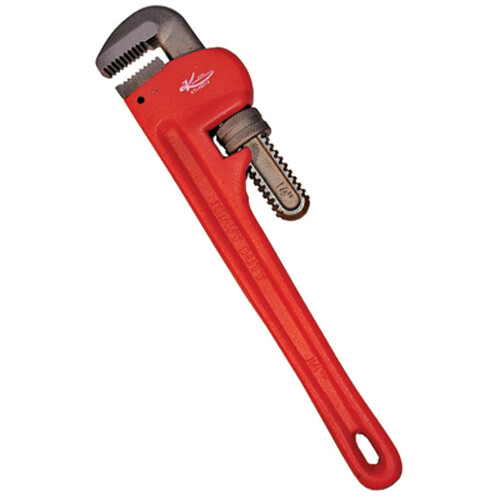 K Tool 49014 Pipe Wrench, 14" Long, Cast Iron with Drop Forged Steel Jaws