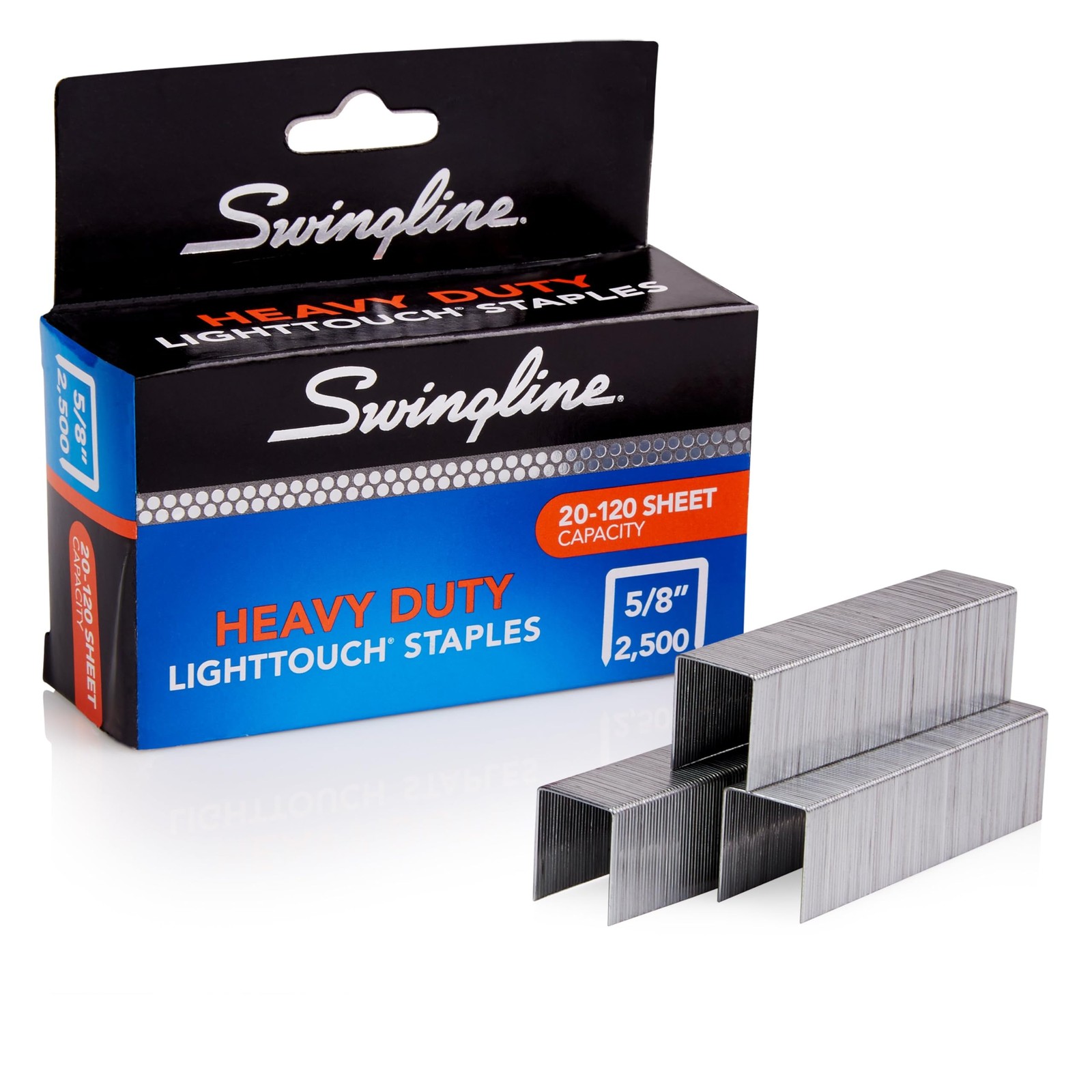 Staples, Heavy Duty, 5/8" Length, 20-120 Sheet Capacity, 100/Strip, 2500/Box,...