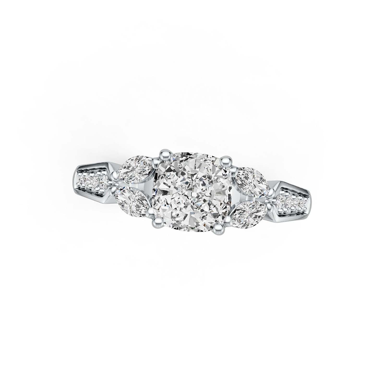 Sterling Silver Semi Mount Ring Setting Cushion CU 7X7mm with White Topaz