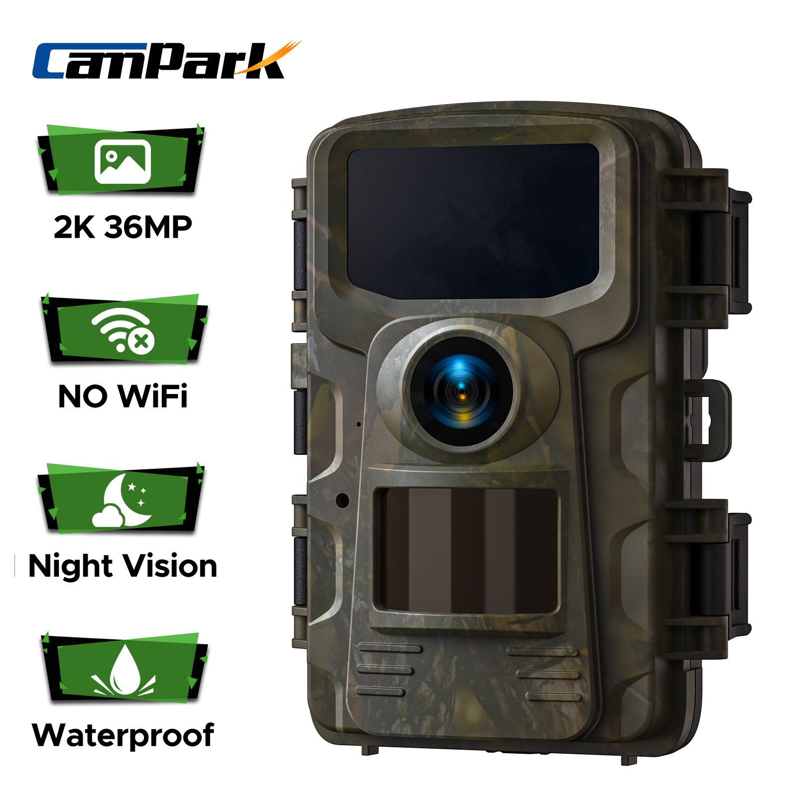 Trail Camera 2K 36MP Hunting Game Camera with 120°Wide Angle NO WIFI 850NM 0.1S