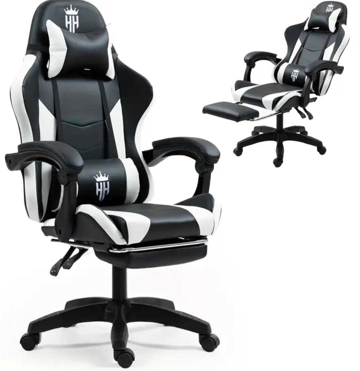 Gaming Chair With Foot Rest & Lumar Support Adjustable Height With Swivel Seat
