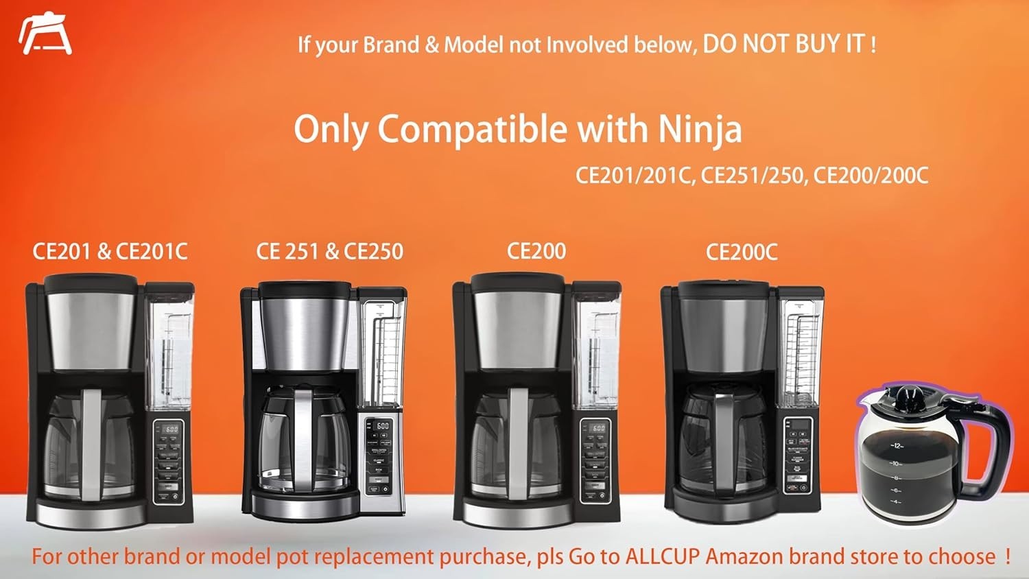 12 CUP Replacement Carafe Pot ONLY Compatible with Ninja Coffee Maker