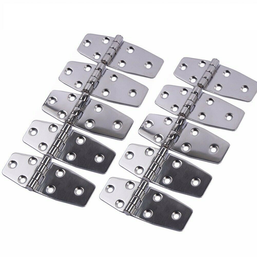 10Pcs Stainless Steel Flush Hinges 3.8"X1.5" Polished for Marine Boat Hardware