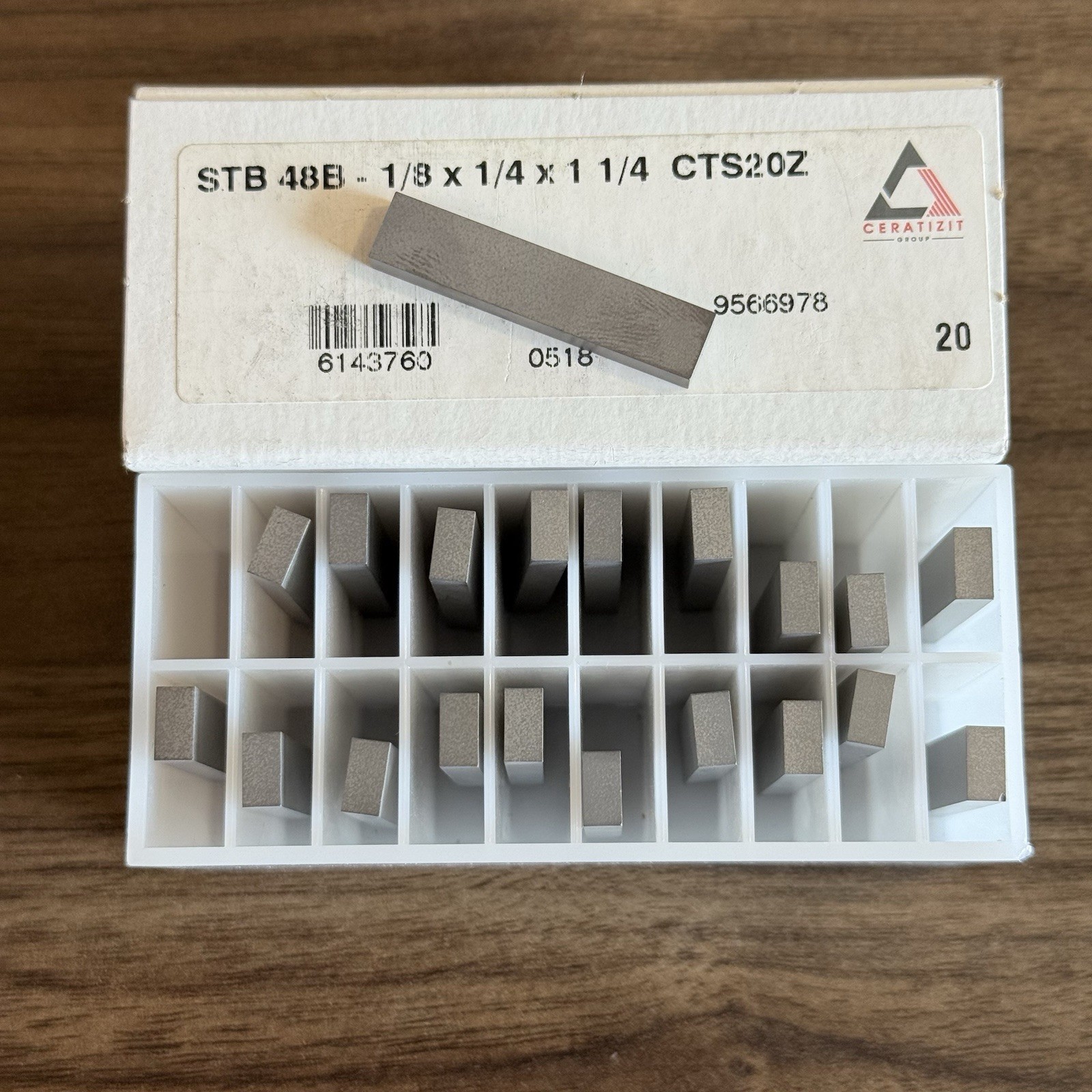 Solid Carbide Rectangular Tool Blanks 20pcs 0.125" x 0.25" x 1.25" Ceratizit