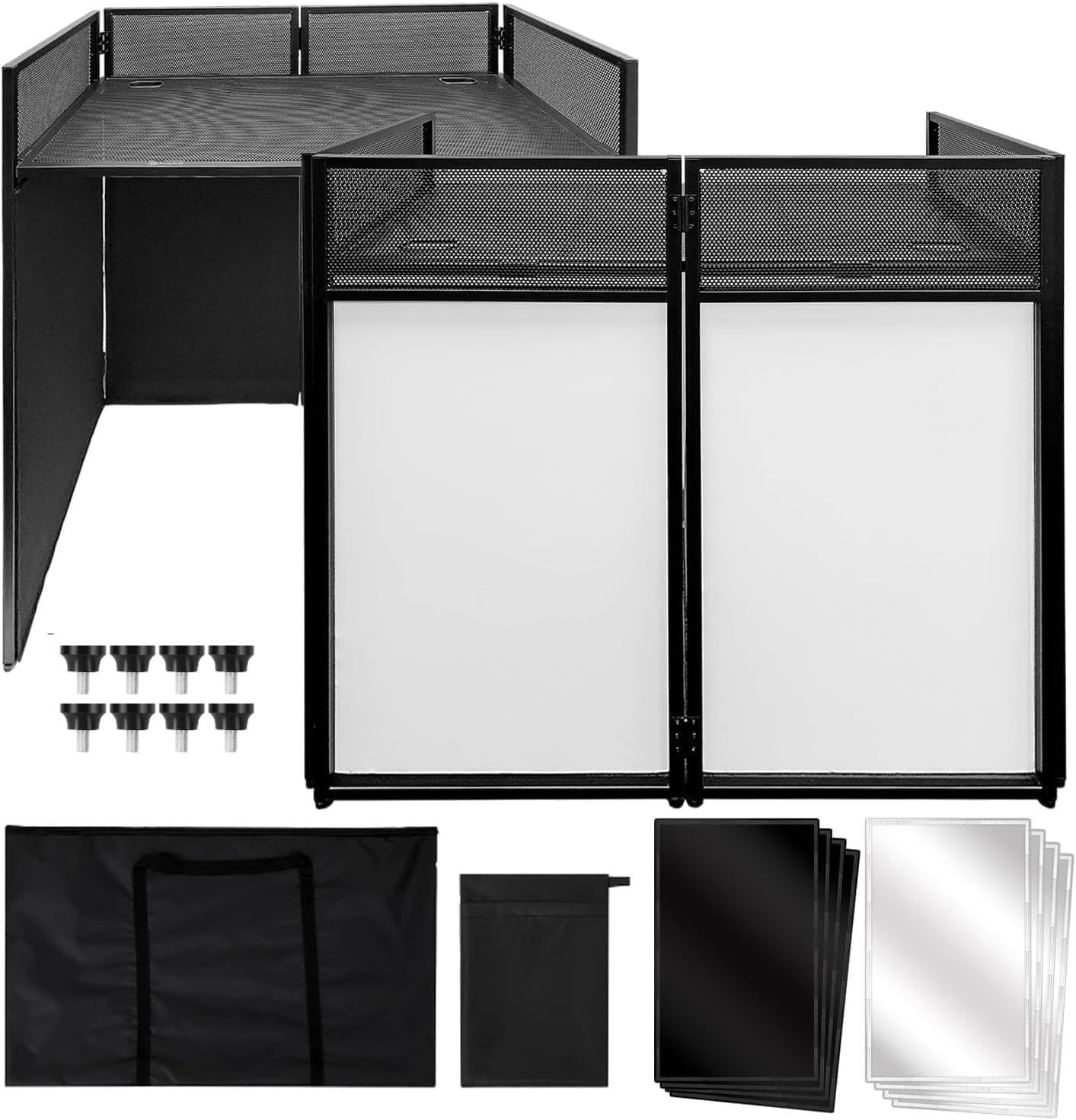 Portable DJ Facade Booth Stand Foldable W/White & Black Lighting Scrim 42x46x25"