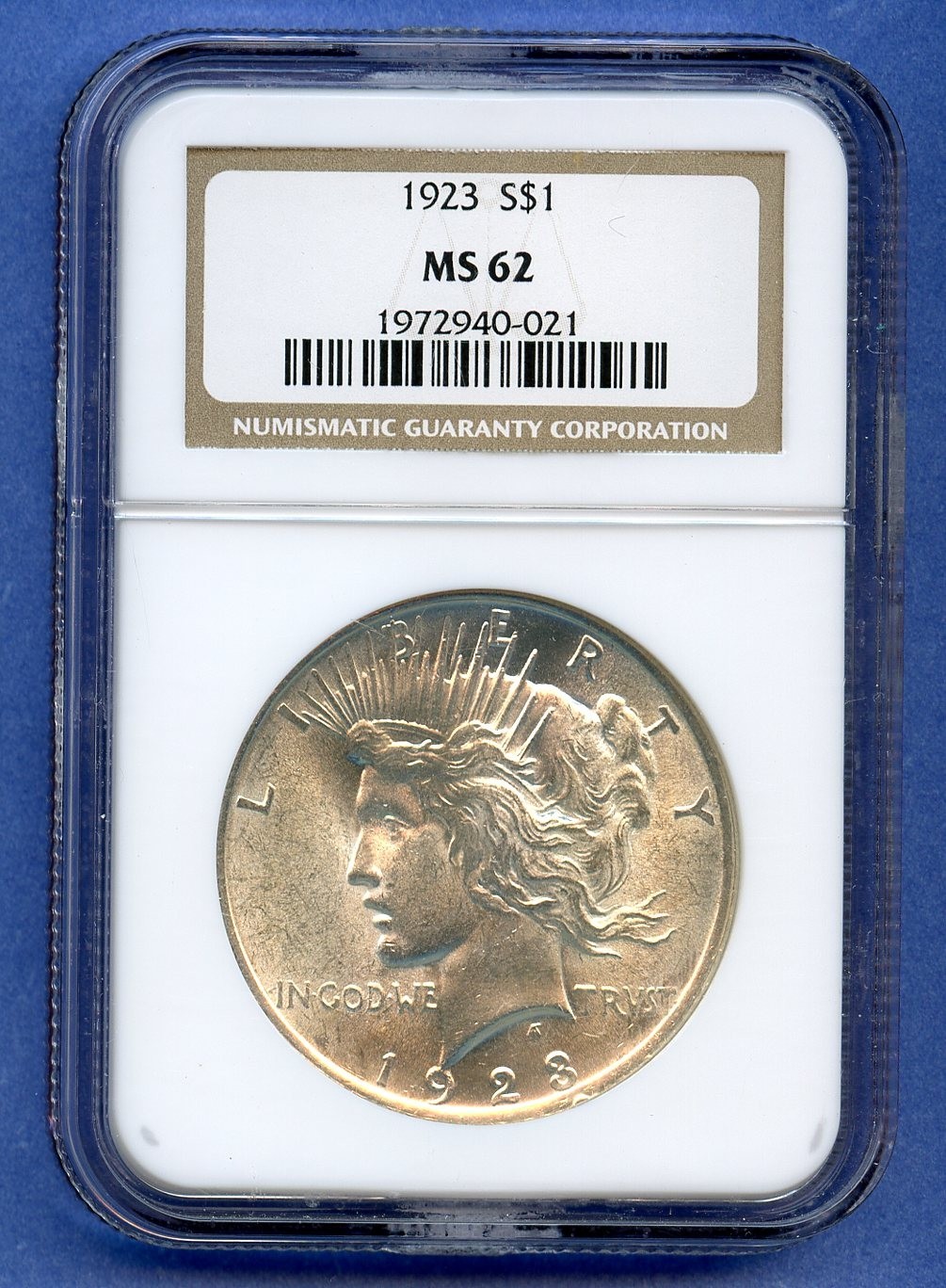 1923 P NGC MS62 Peace Silver Dollar $1 US Mint Coin 1923-P MS-62 Blast White