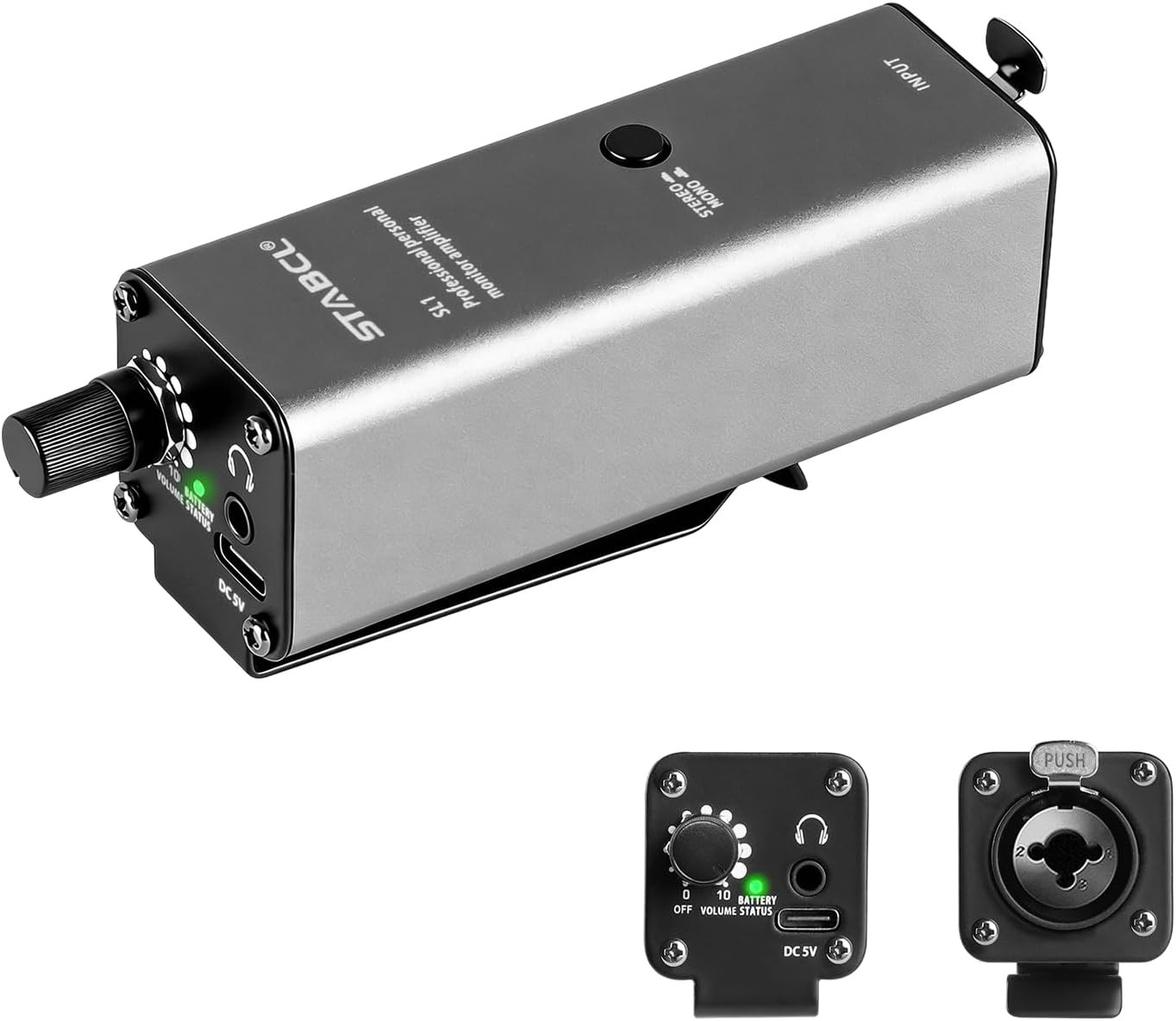 Rechargeable in Ear Monitor Amplifier Metal, Portable Headphone Amplifier with S