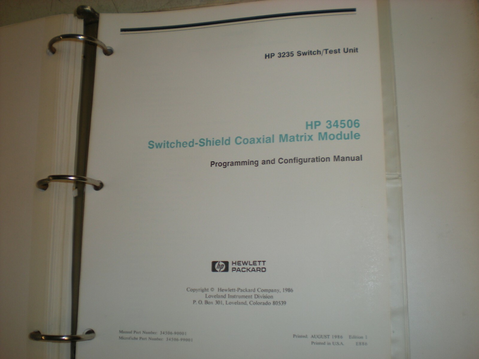 Hewlett Packard Programming & Configuration Manual for HP 3235 Switch/Test - #1