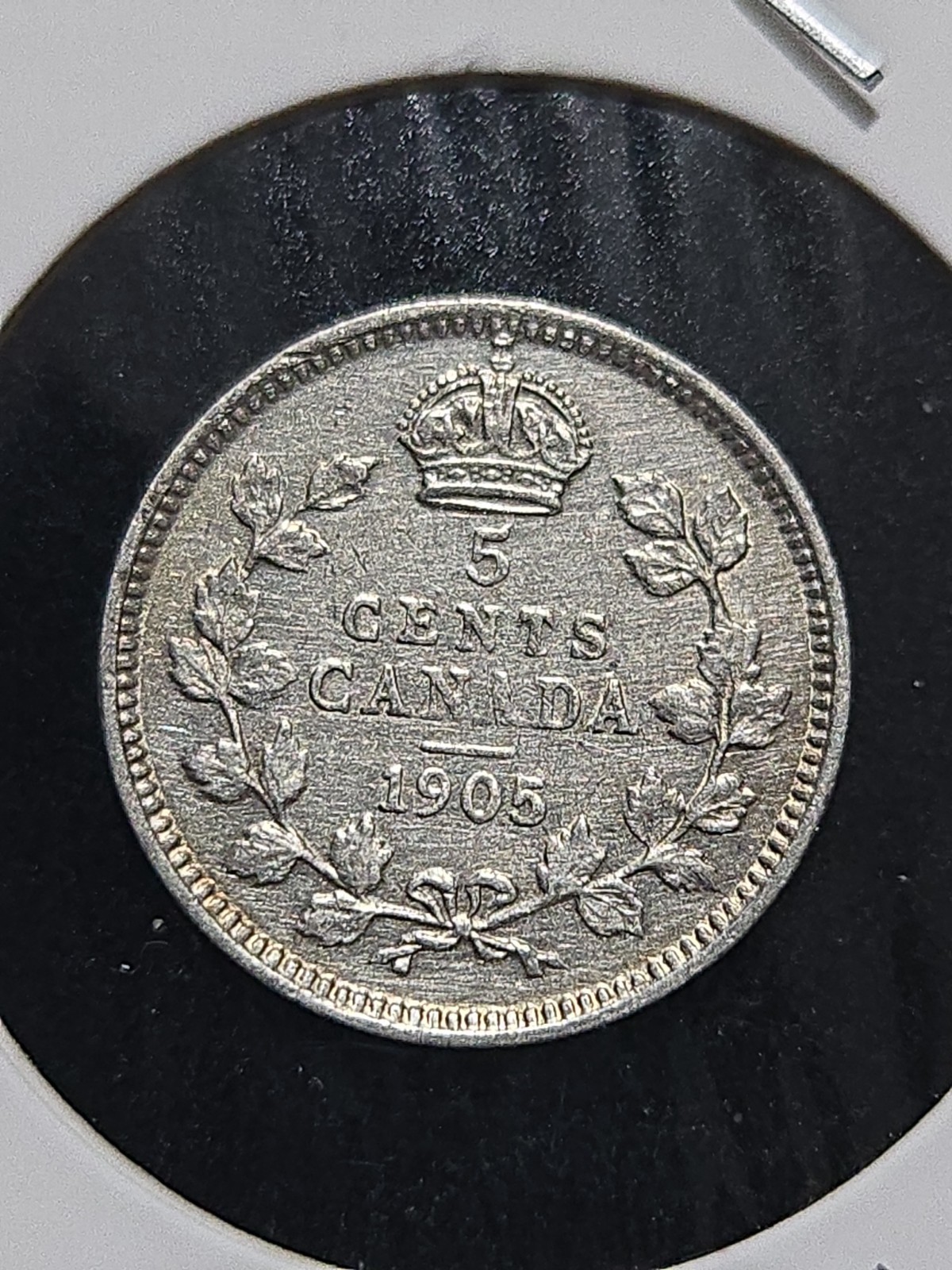 Canada 1905 Silver 5 Cents AU