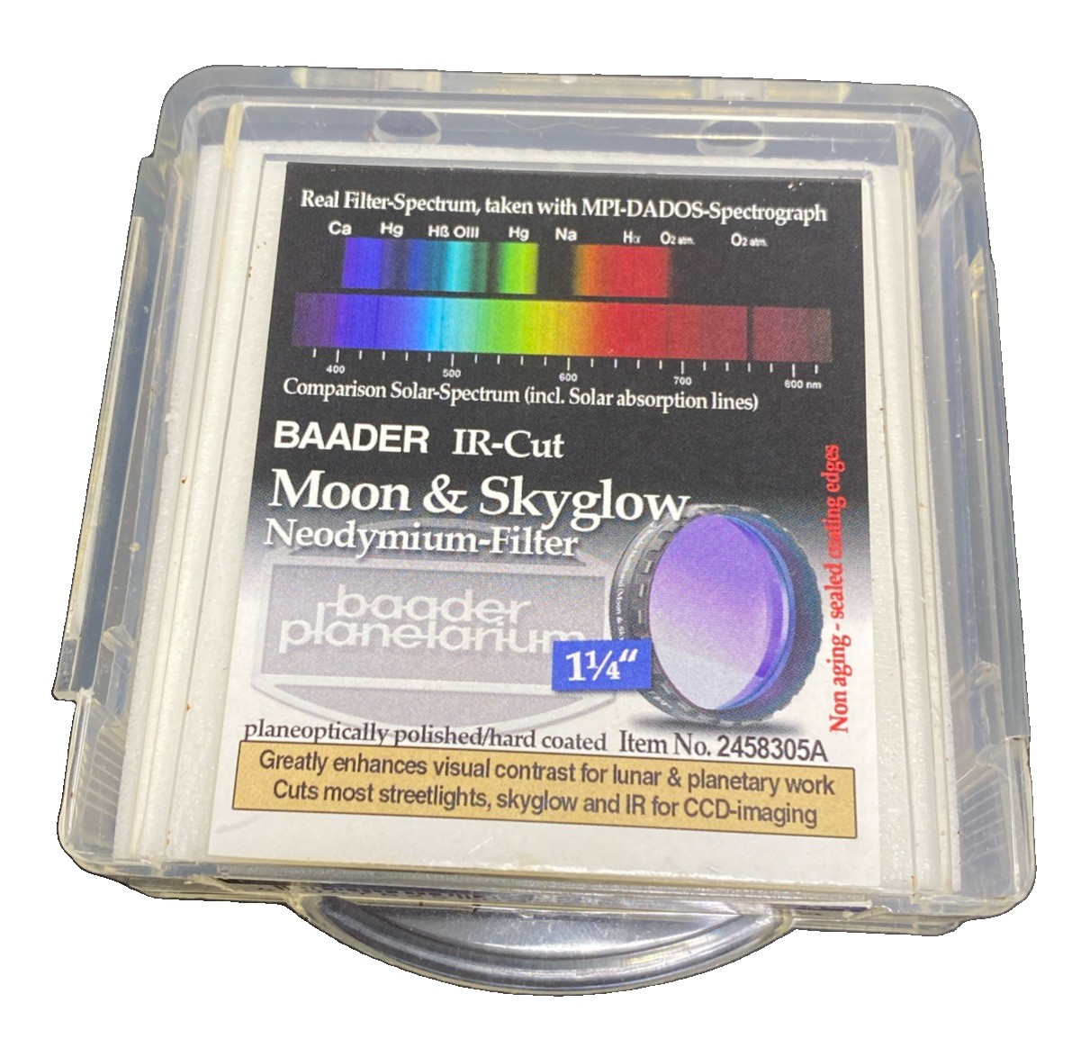Baader 1.25" Neodymium Moon & Skyglow Filter with IR Cut # FMS-1  # 2458305A