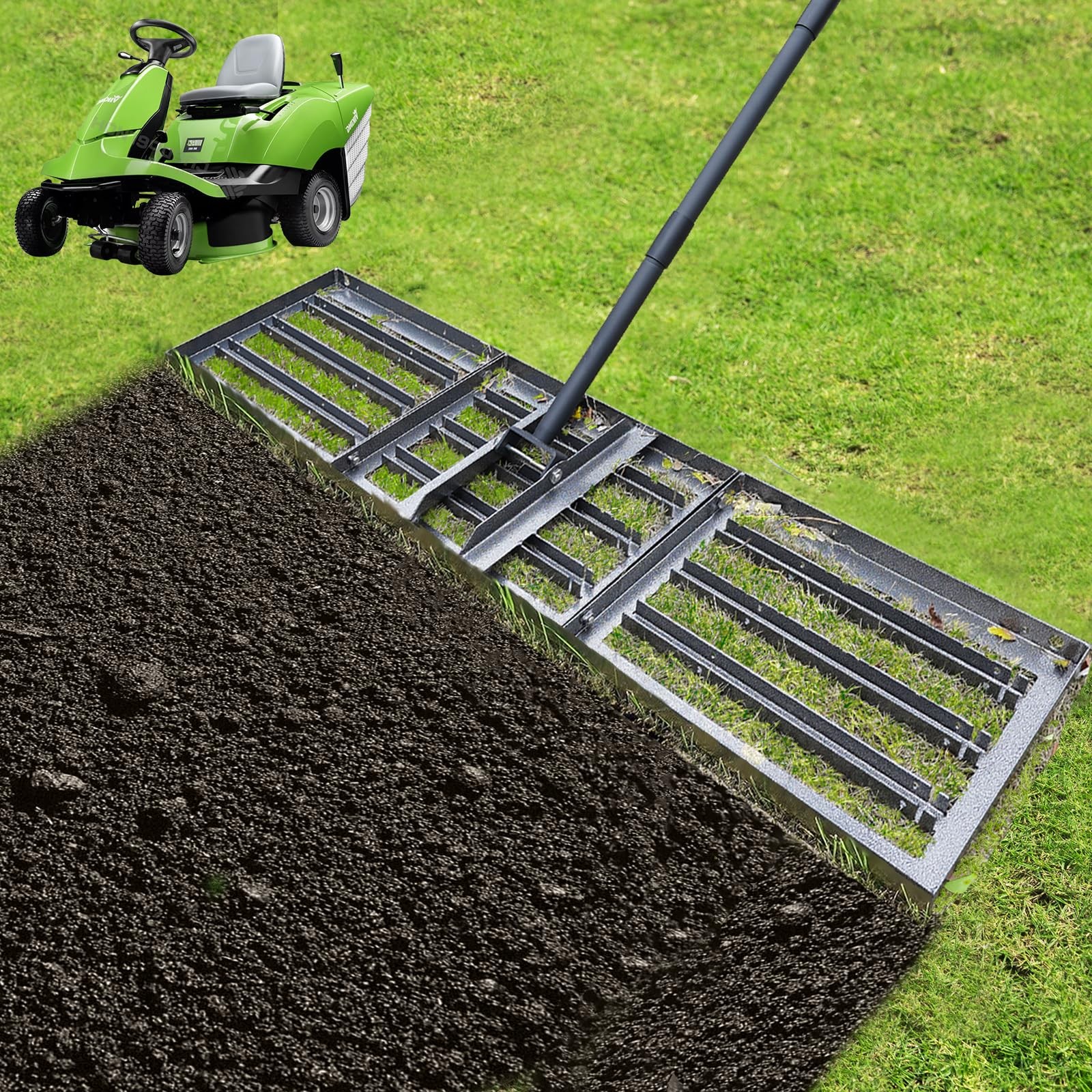 Lawn Leveling rake 51"x9.4" Levelawn Tool with 70.5" Adjustable Long Handle H...