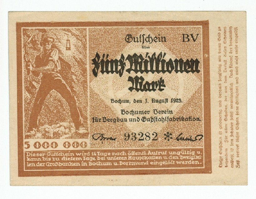 GERMANY BANKNOTE 5 MILLION MARK BOCHUM 1923