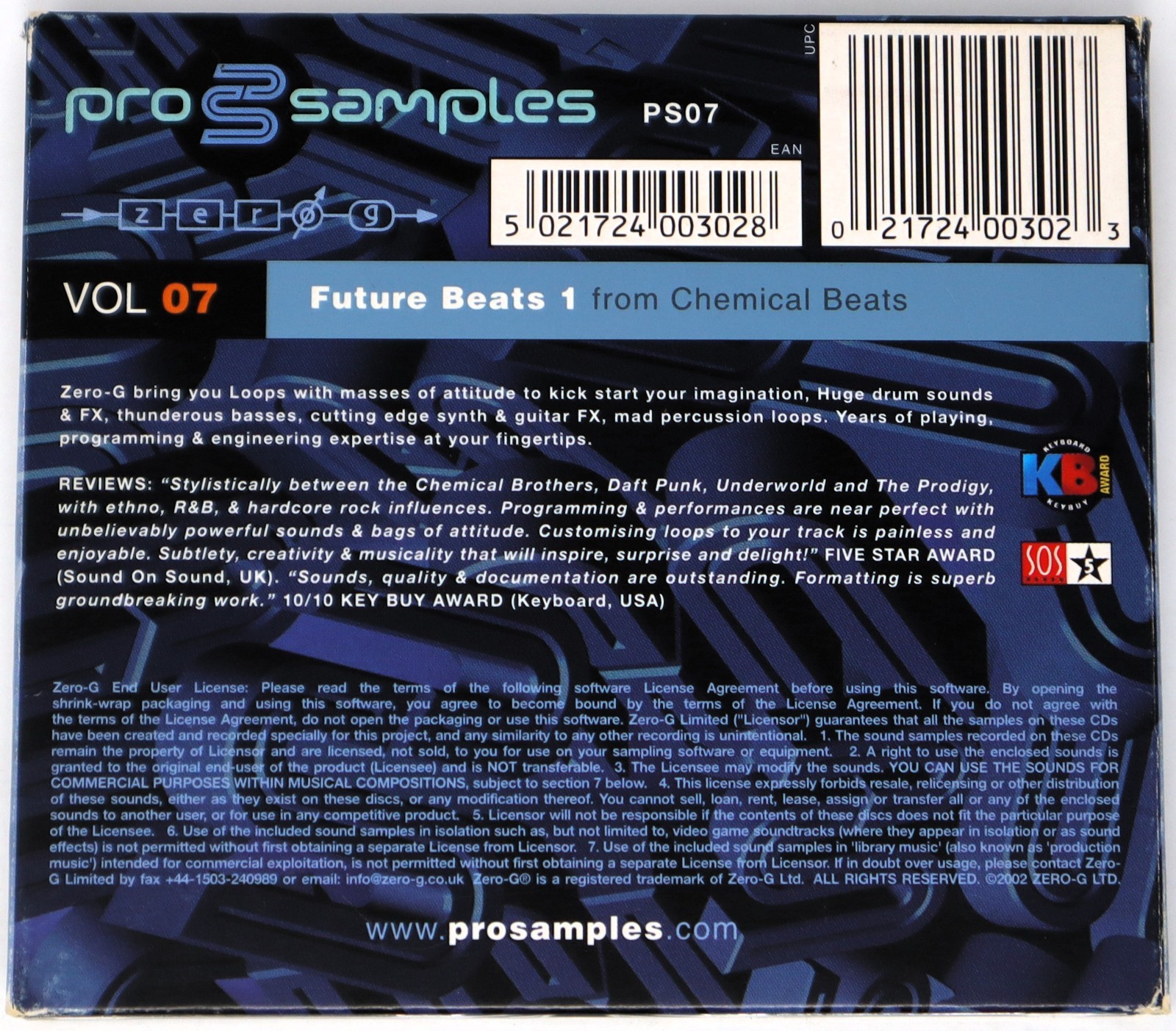 Zero-G Pro Samples 07 Future Beats 1 Sample Library/Sound Library/Sampling 2 CD