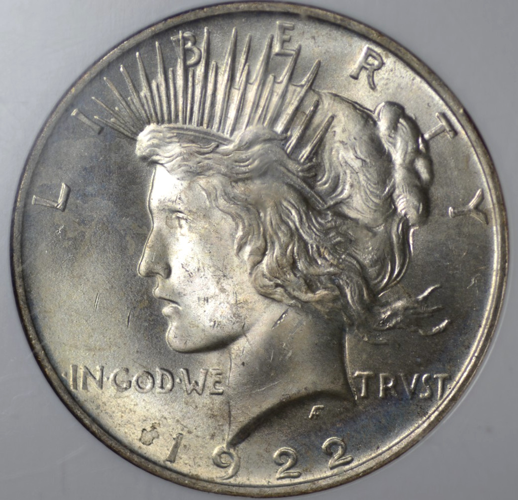 1922  PEACE DOLLAR NGC MS 65 BLUSTERY PUFFY WHITE, FULL STRIKE,AND FEW MARKS