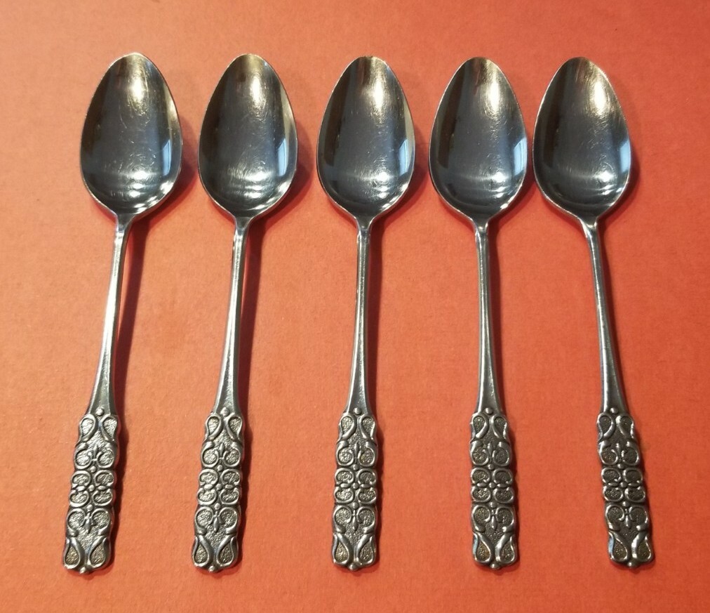 5 National Stainless NS CLAUDIA Teaspoons Japan 6 3/8"