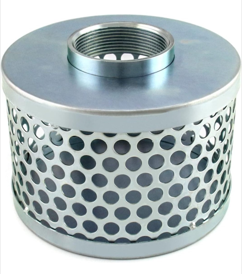 Round Hole Suction Strainer Filter for Pumps Carbon Plated Steel Basket 2" Hole
