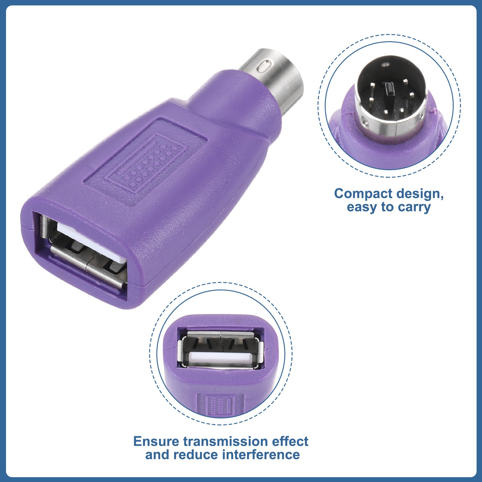 2 Pcs PS/2 to USB Port, PS/2 to USB Adapter PS/2 Female to USB Male Green/Purple