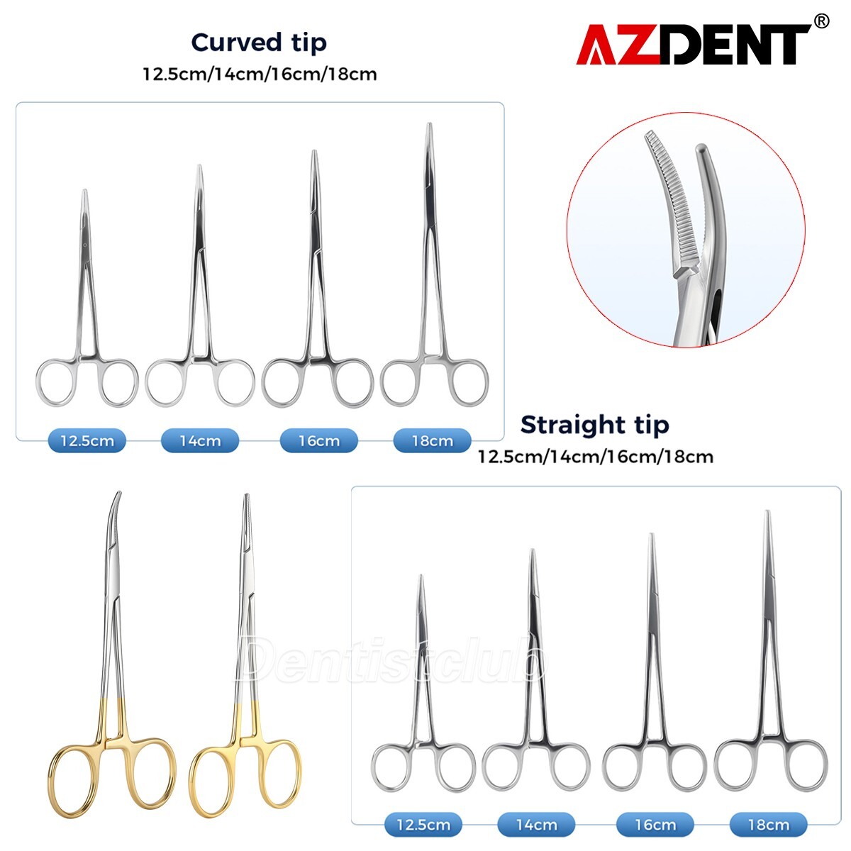 Dental Hemostat Locking Forceps Surgical Instrument Curved & Straight Type