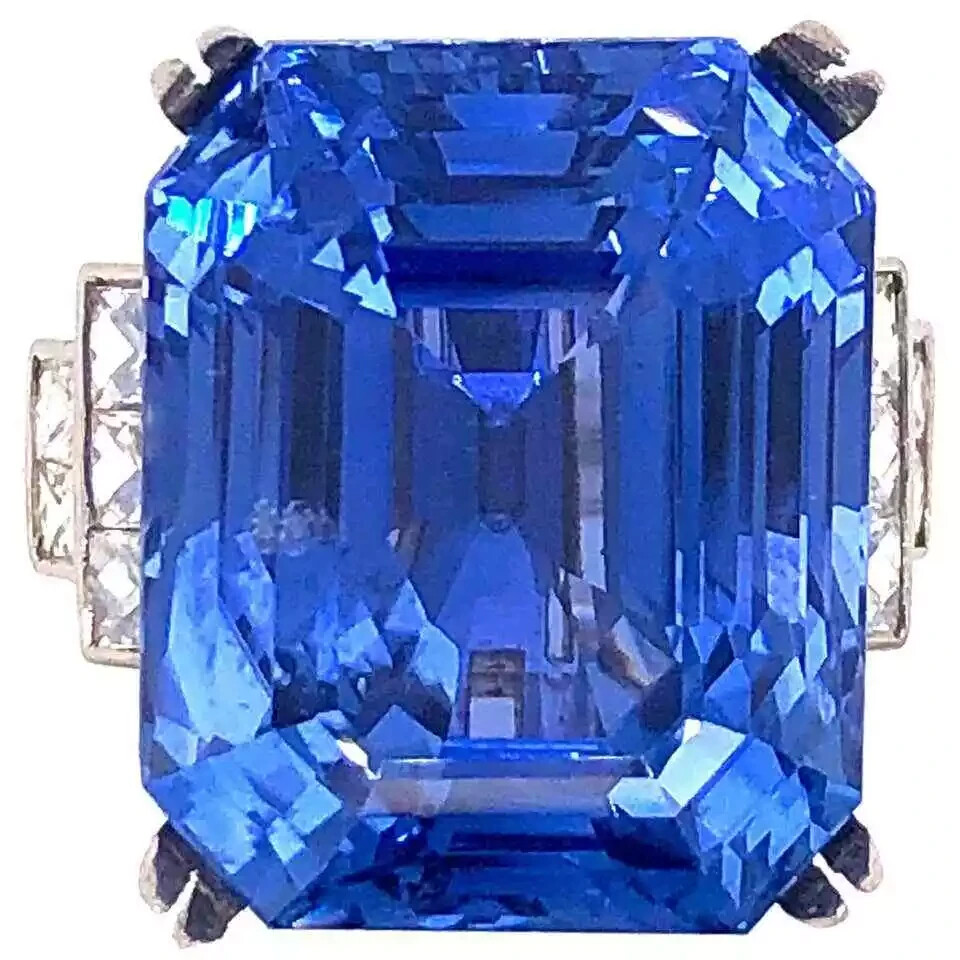 48.22 CT Emerald cut sapphire three stone style party Engagement Ring in silver