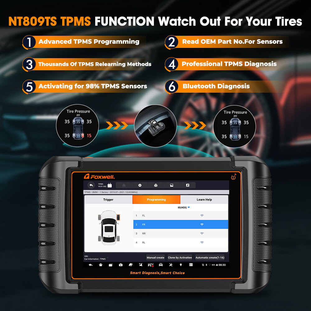 Foxwell NT809TS Bidirectional Car OBD2 Scanner Diagnostic Tool TPMS programming