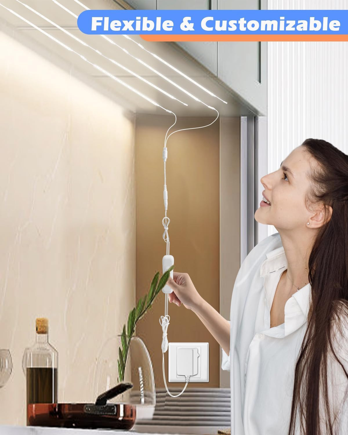 LED under Shelf Lighting Kit, (8) Linkable 12-Inch Light Strips Set, 20W 2000Lm