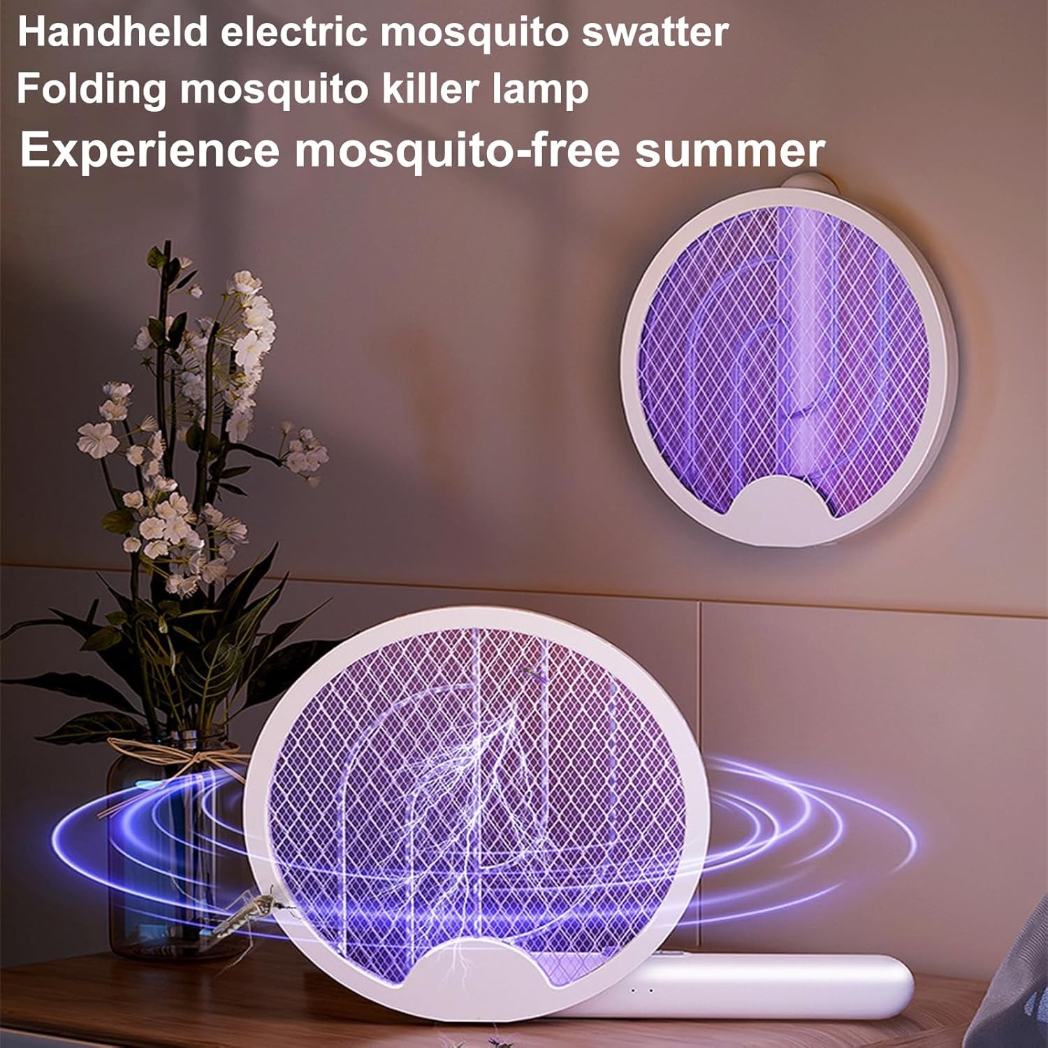 Electric Fly Swatter,Bug Zapper Racket Indoor Rechargeable,Mosquitoes Trap Lamp