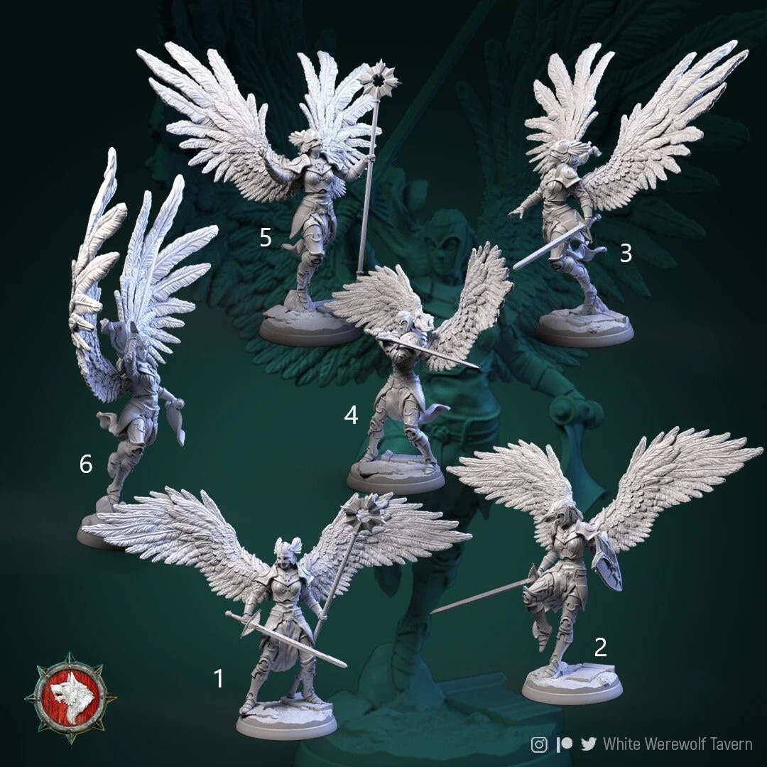 Celestial Valkyries (Set of 6) - 28mm Heroic - Resin Tabletop Miniatures