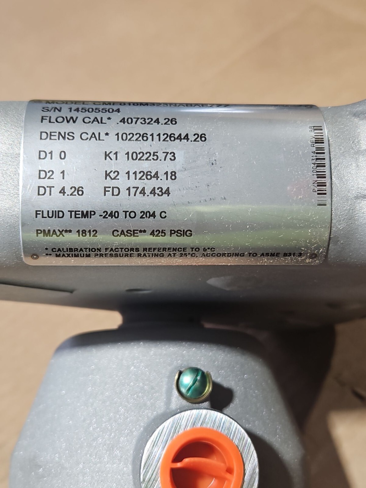 Emerson Micro Motion Elite Mass Flow Sensor CMF010M323NABAEZZZ