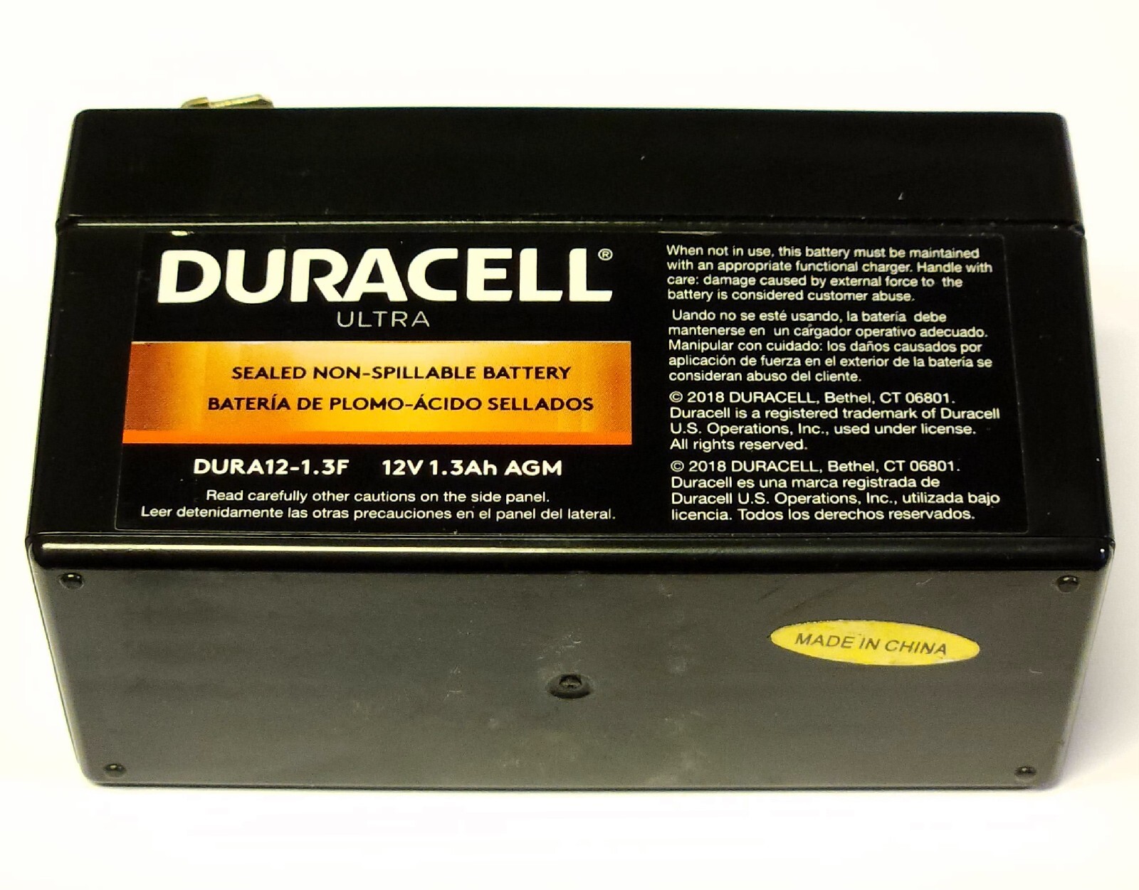 DURACELL ULTRA DURA12-1.3F-LE 12 Volt LED1118-J 1.3AH AGM