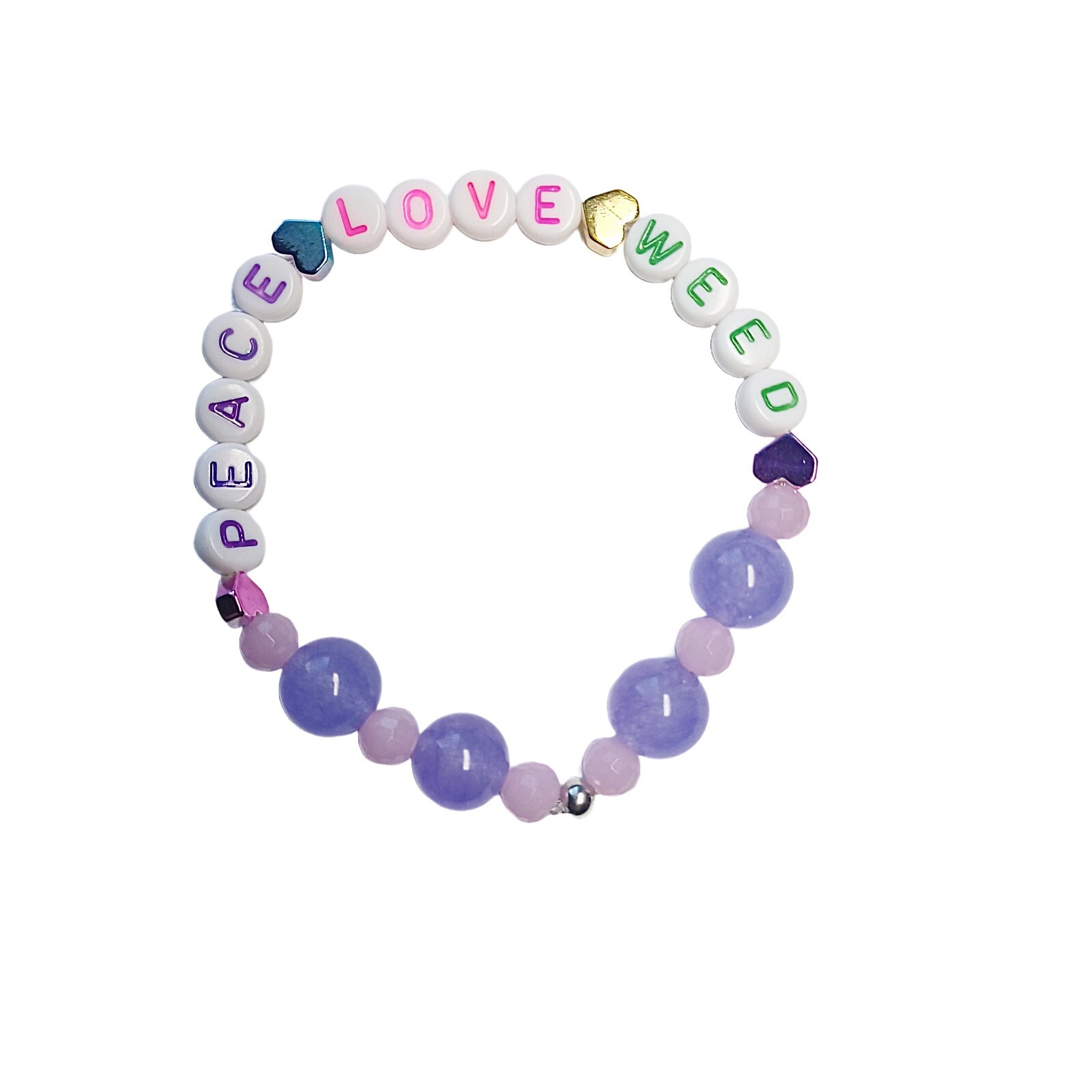 Purple Beaded Peace Bracelet