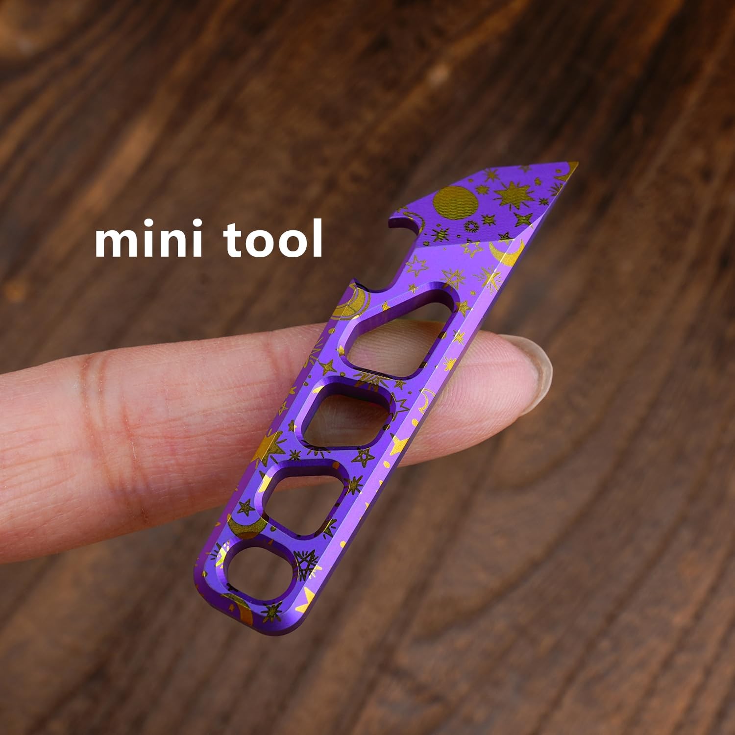 Titanium EDC Pry Bar Multitool, Mini Keychain Prybar Tool with Bottle & Opene...