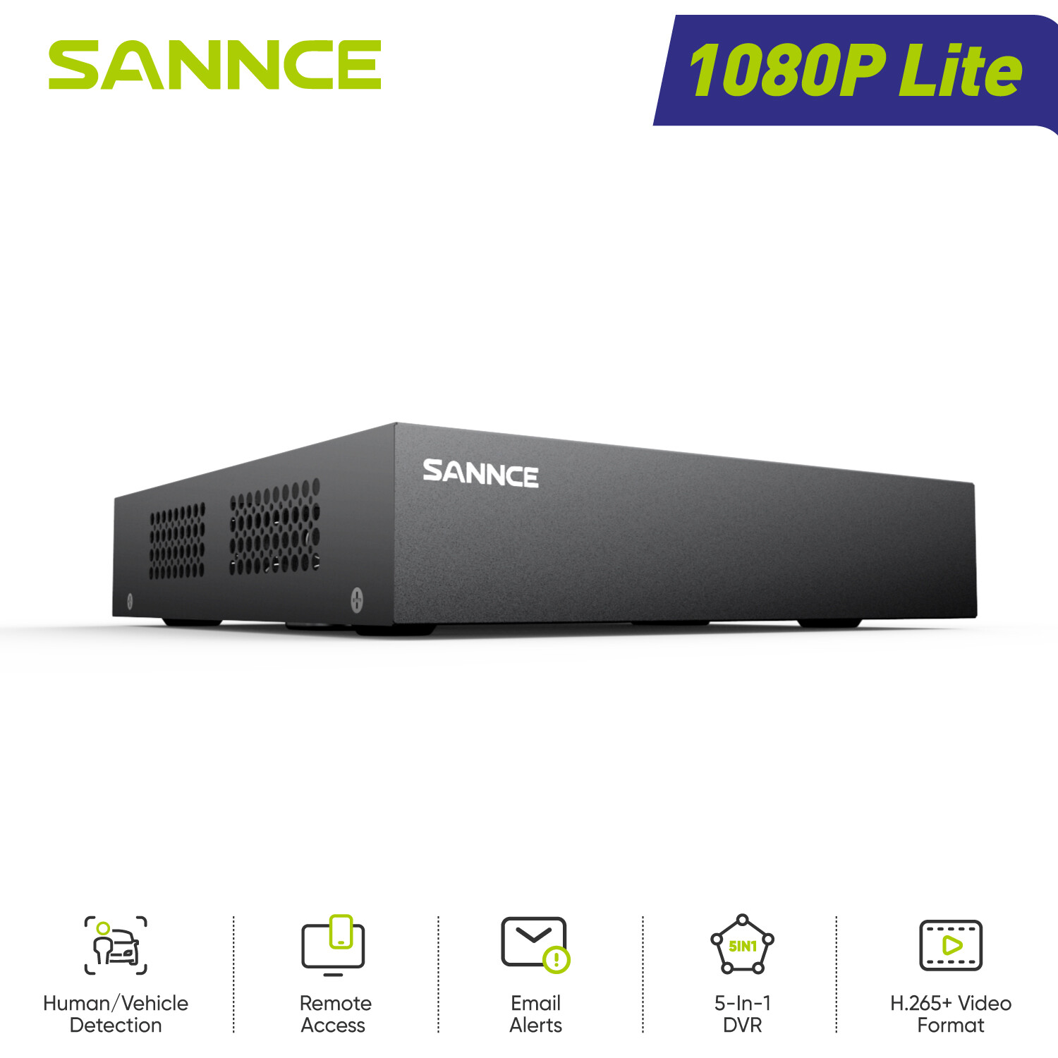 SANNCE 8CH 5IN1 1080P Video Recorder DVR for Home Security Camera AI Detection