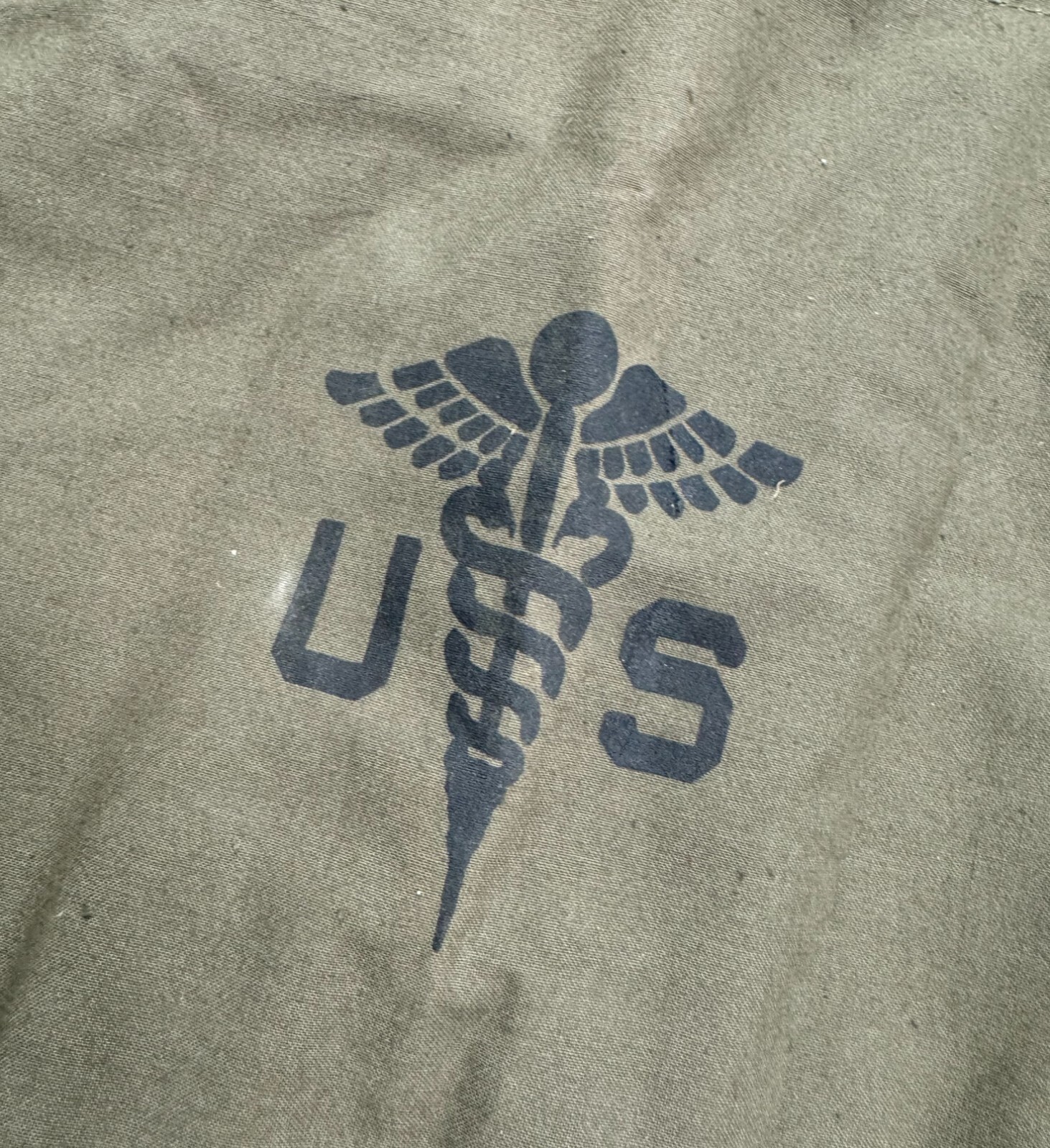 Vintage US Military Issue Patient Personal Effects Cloth Bag Pull String KIA WIA